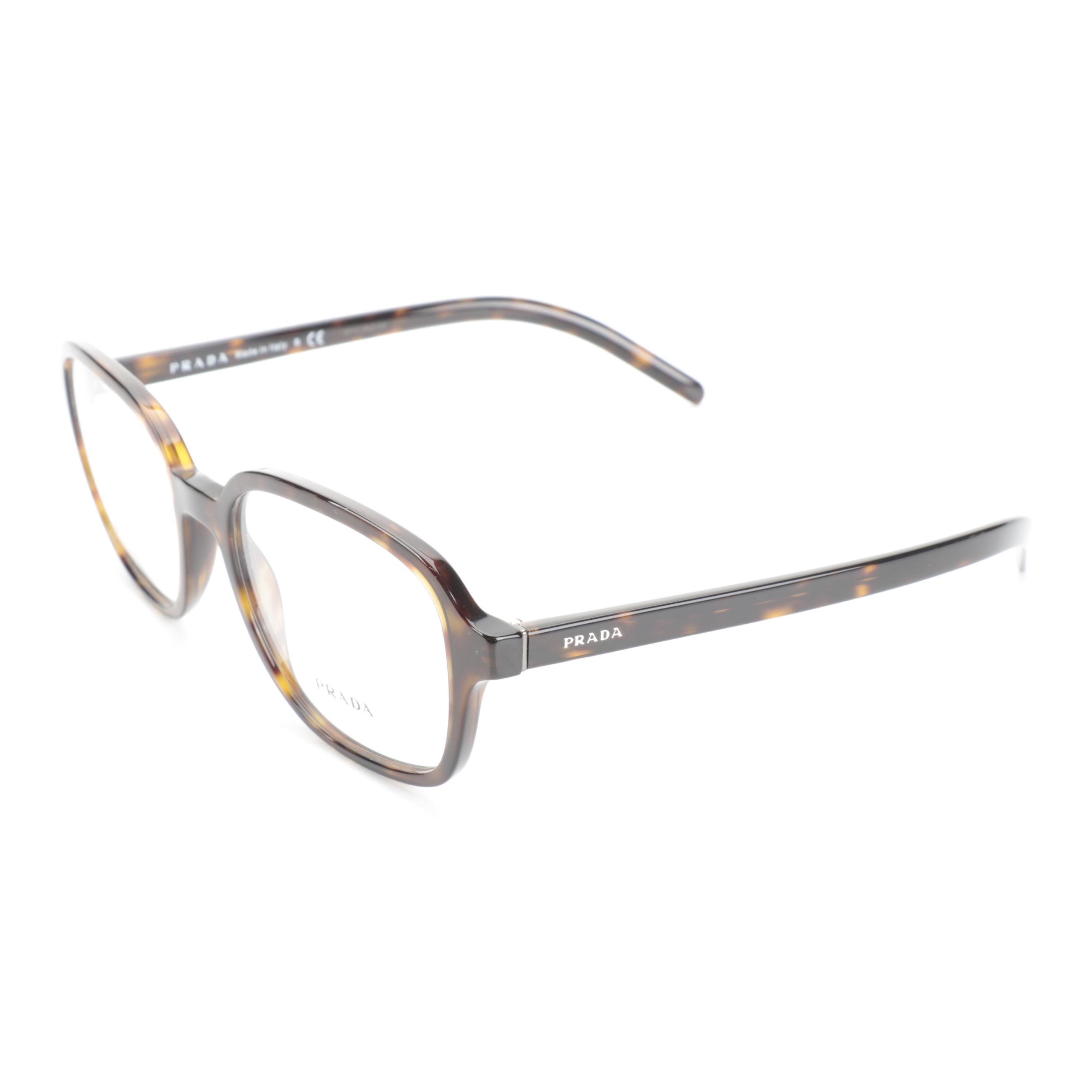 Prada VPR08X Rectangular Eyeglasses in Havana with Case