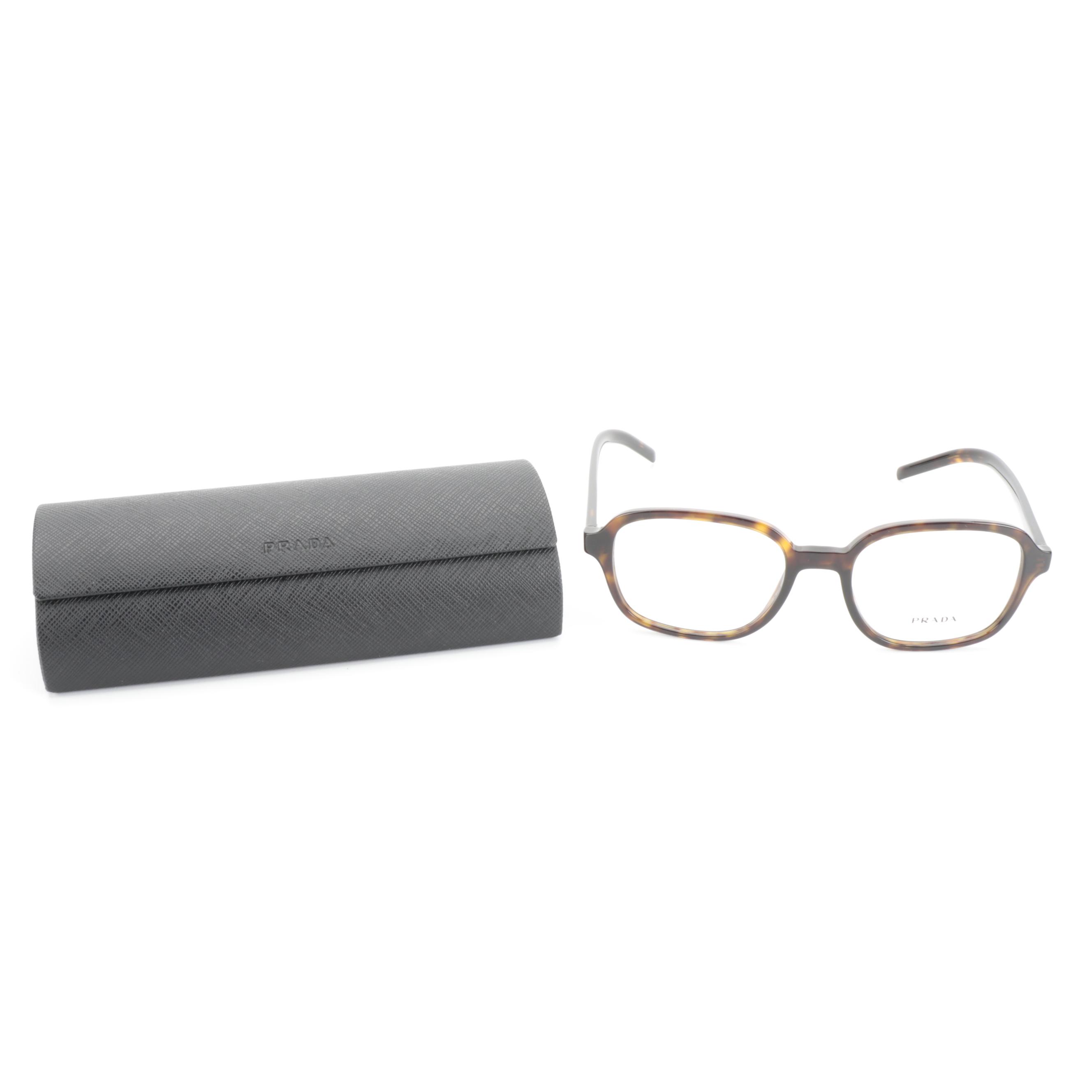 Prada VPR08X Rectangular Eyeglasses in Havana with Case