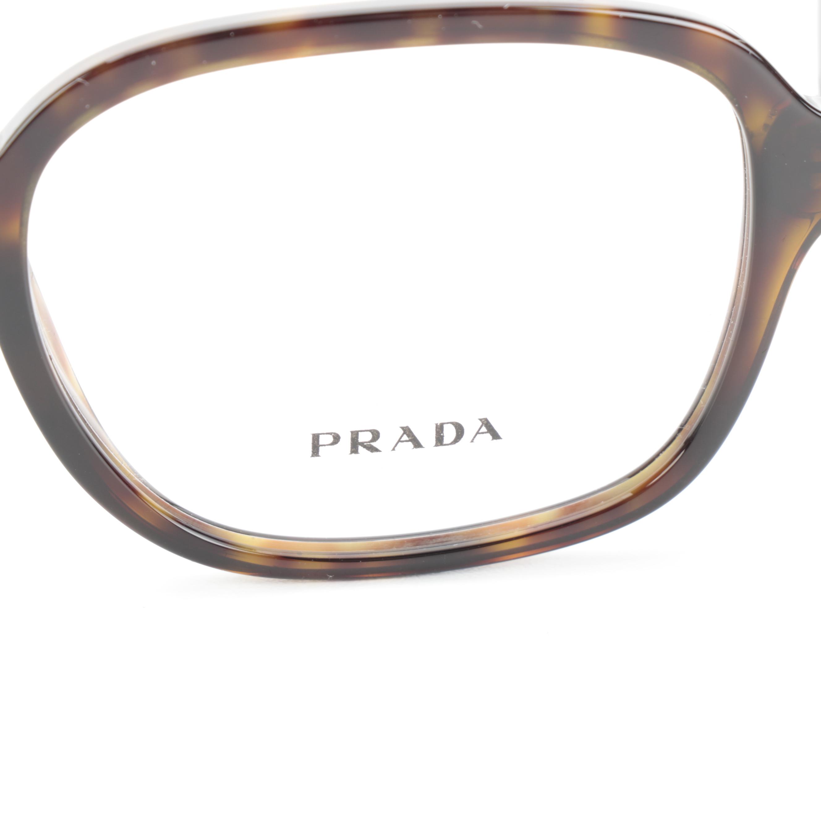 Prada VPR08X Rectangular Eyeglasses in Havana with Case