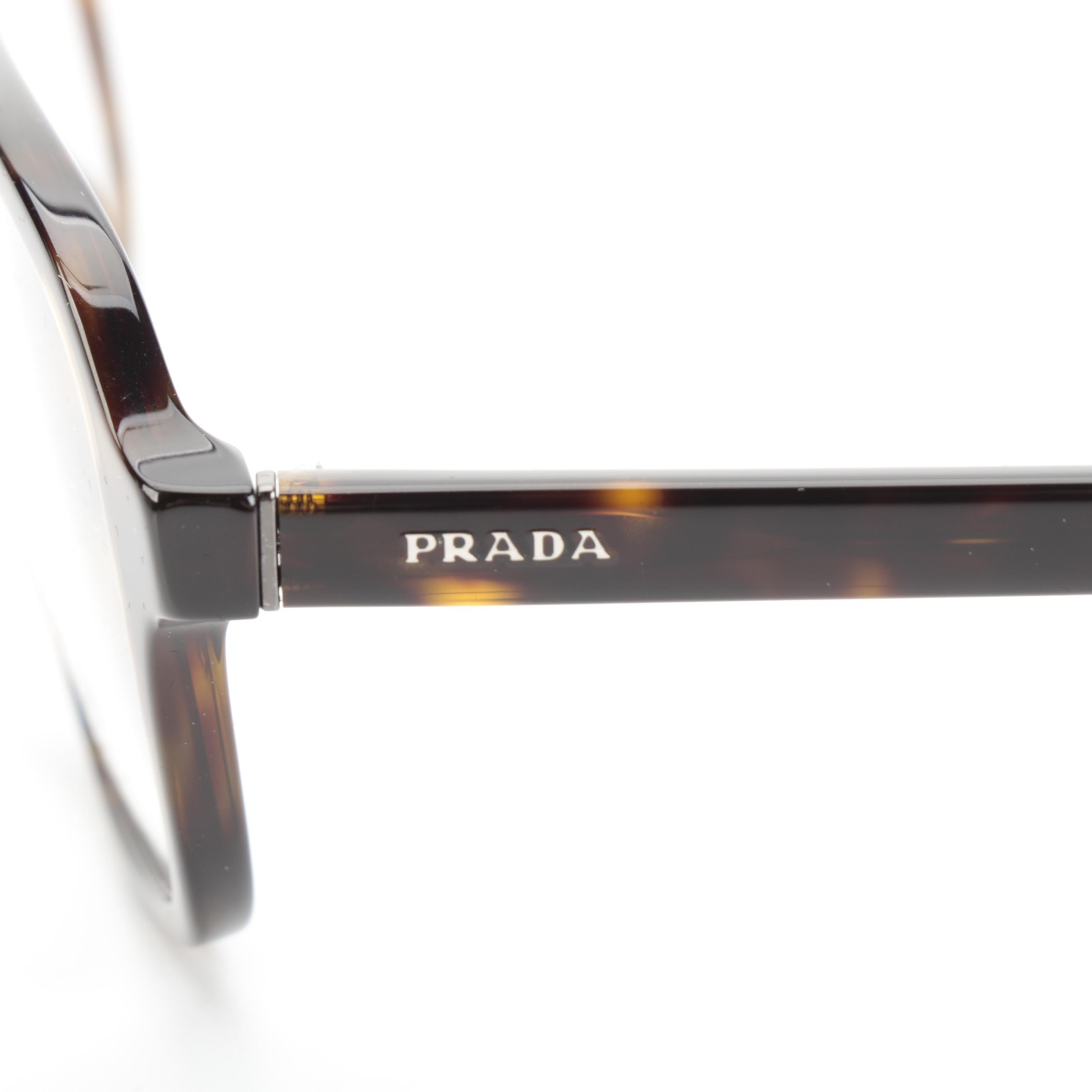 Prada VPR08X Rectangular Eyeglasses in Havana with Case