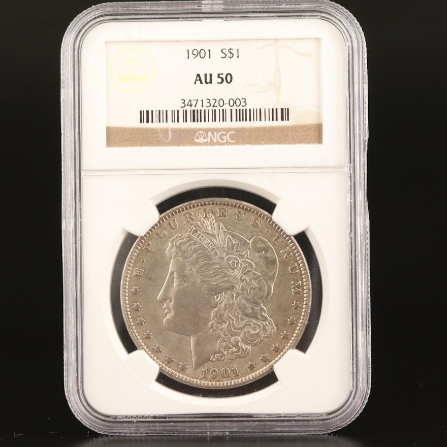 Better Date NGC AU50 1901-S Morgan Silver Dollar