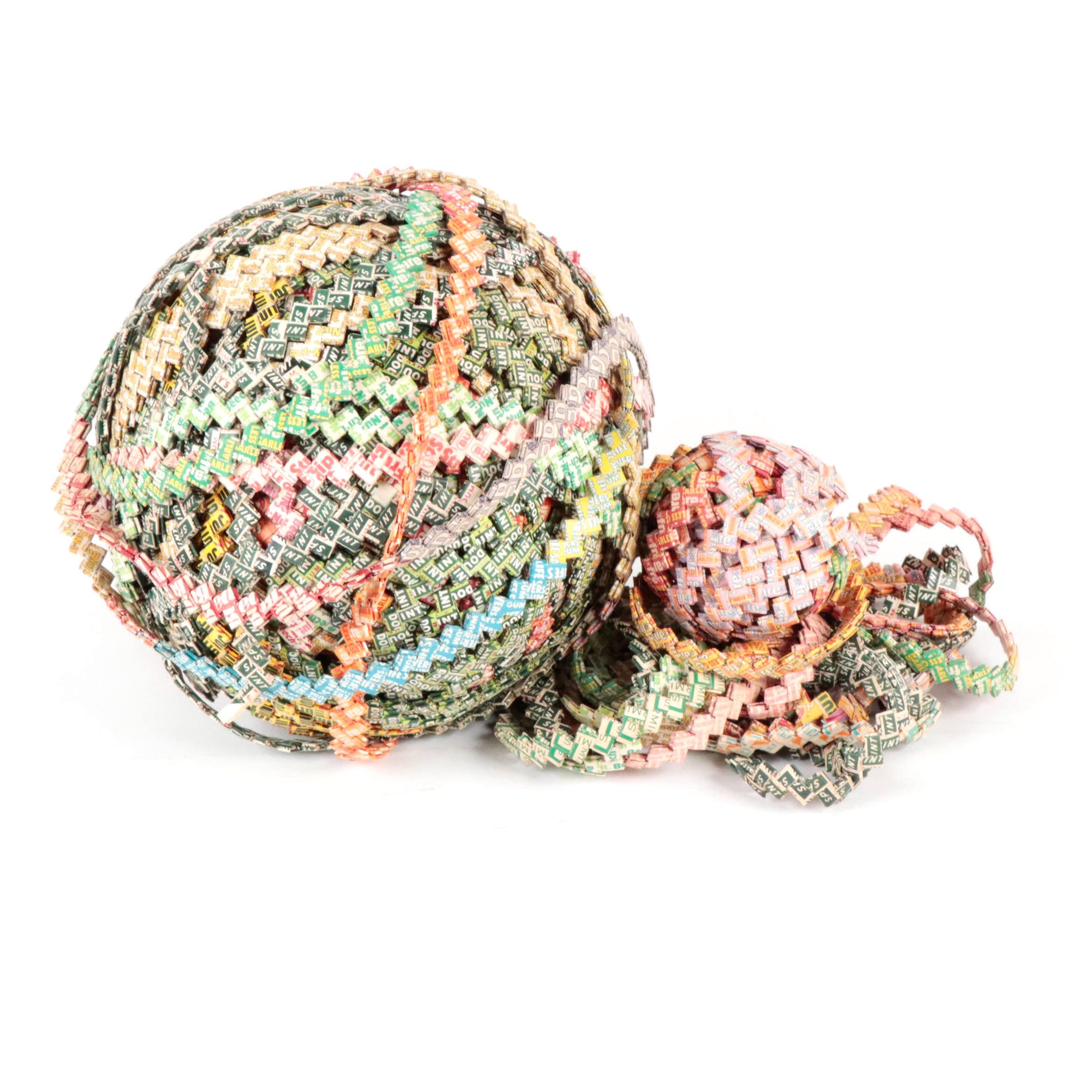 Folk Art Chewing Gum Wrapper Chain, Mid-Late 20th Century