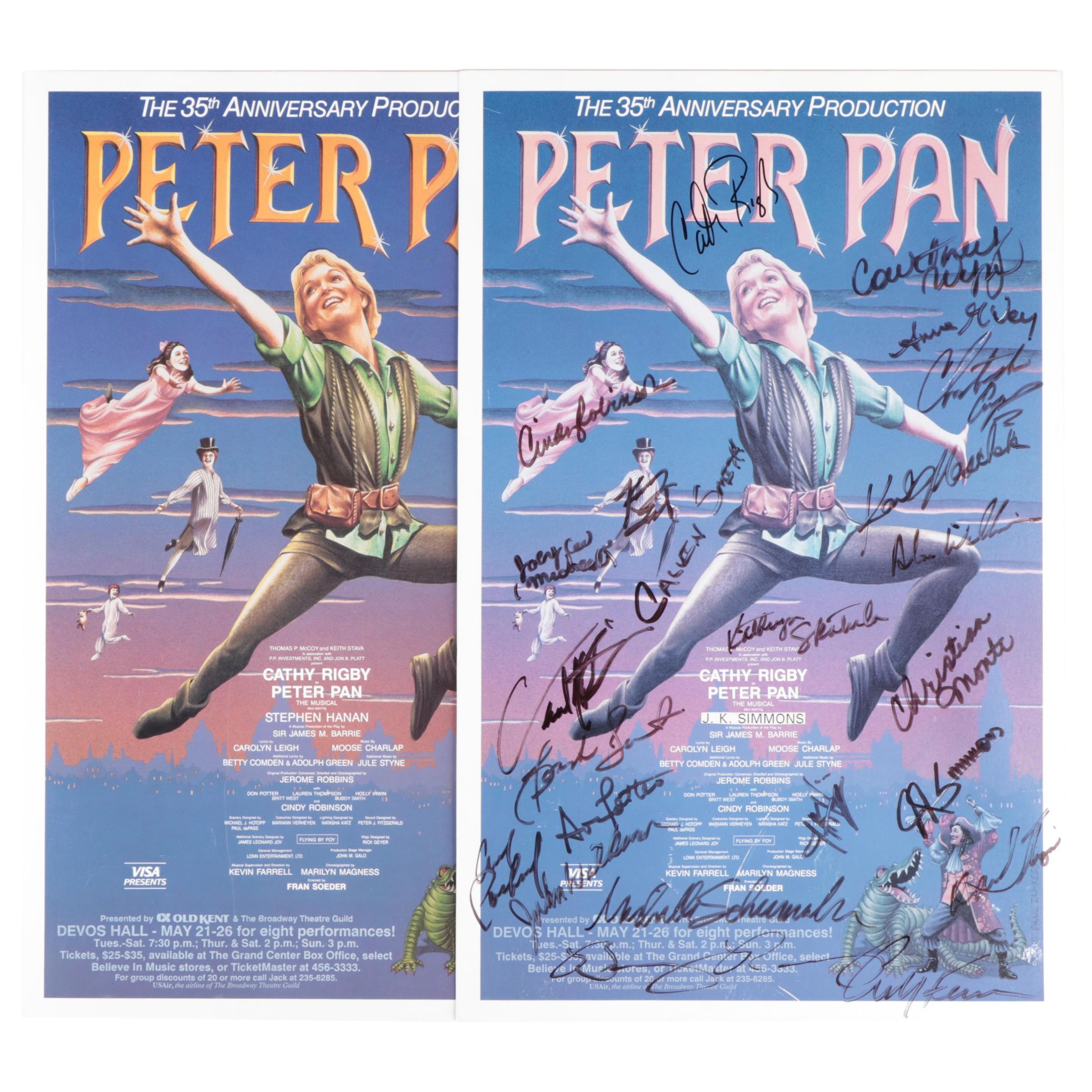Cathy Rigby and "Peter Pan" Cast Signed Poster with Extra Unsigned Poster