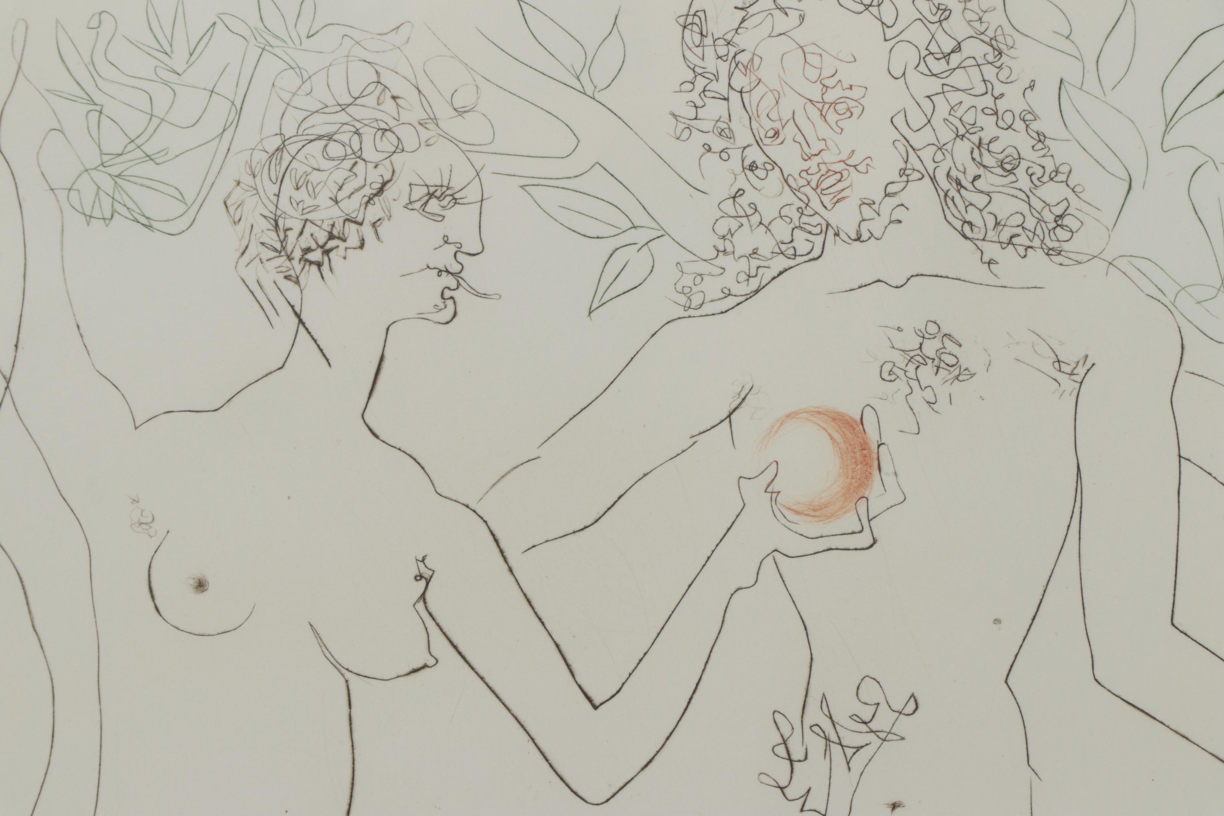 Salvador Dalí Color Etching "Adam and Eve," 1972