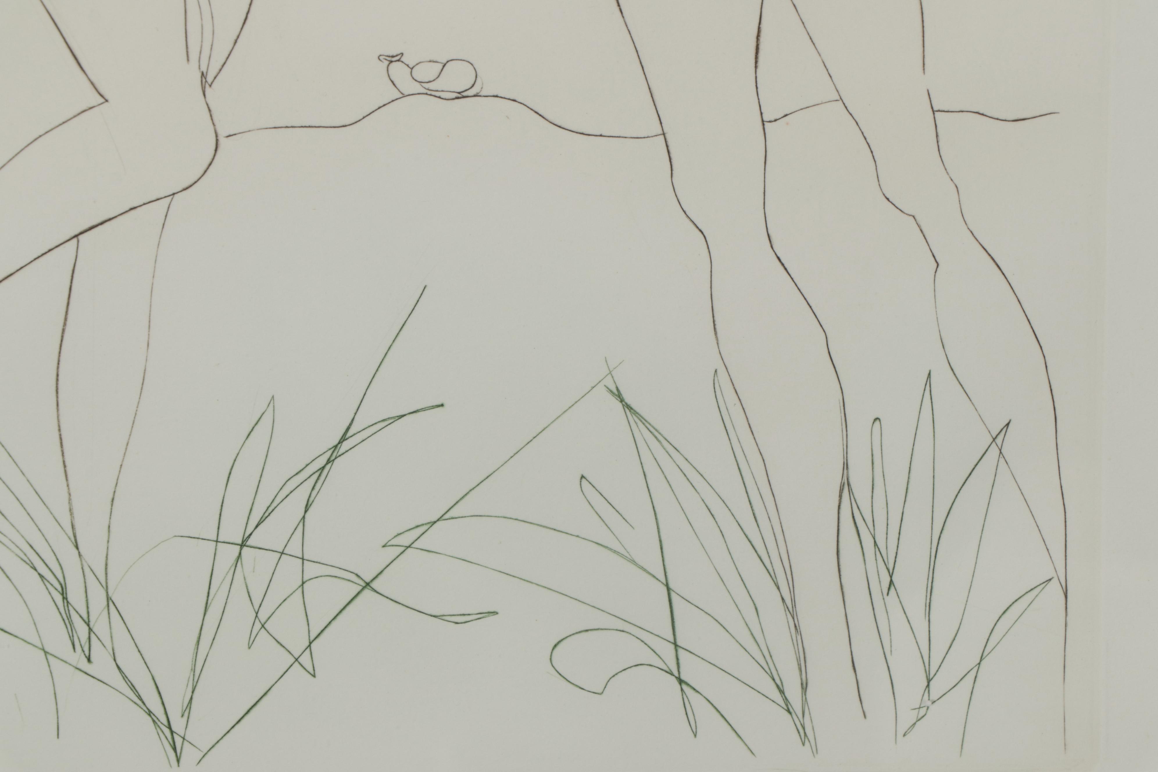 Salvador Dalí Color Etching "Adam and Eve," 1972