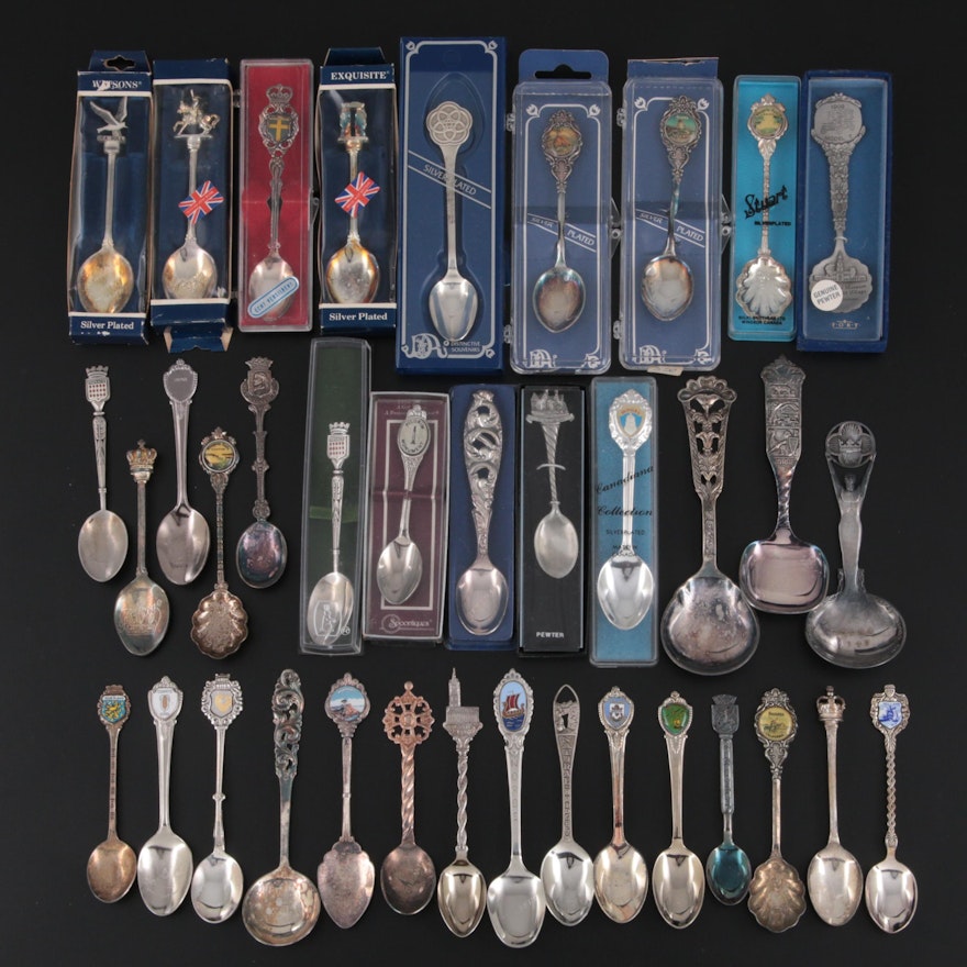 Norwegian 830 Silver and Assorted Silver Plate Souvenir Spoon Collection