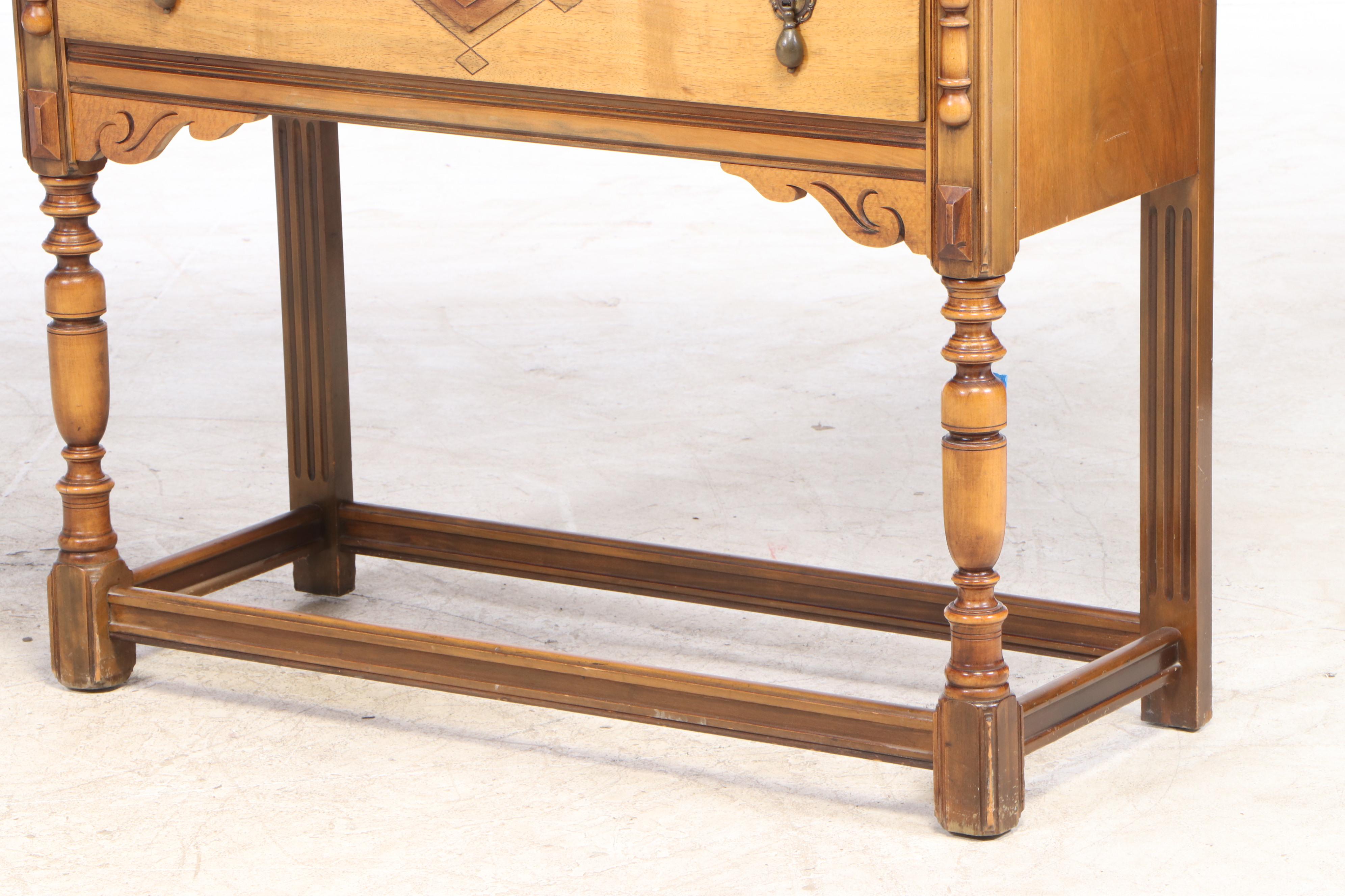 Jacobean Style Walnut China Cabinet, Circa 1920s