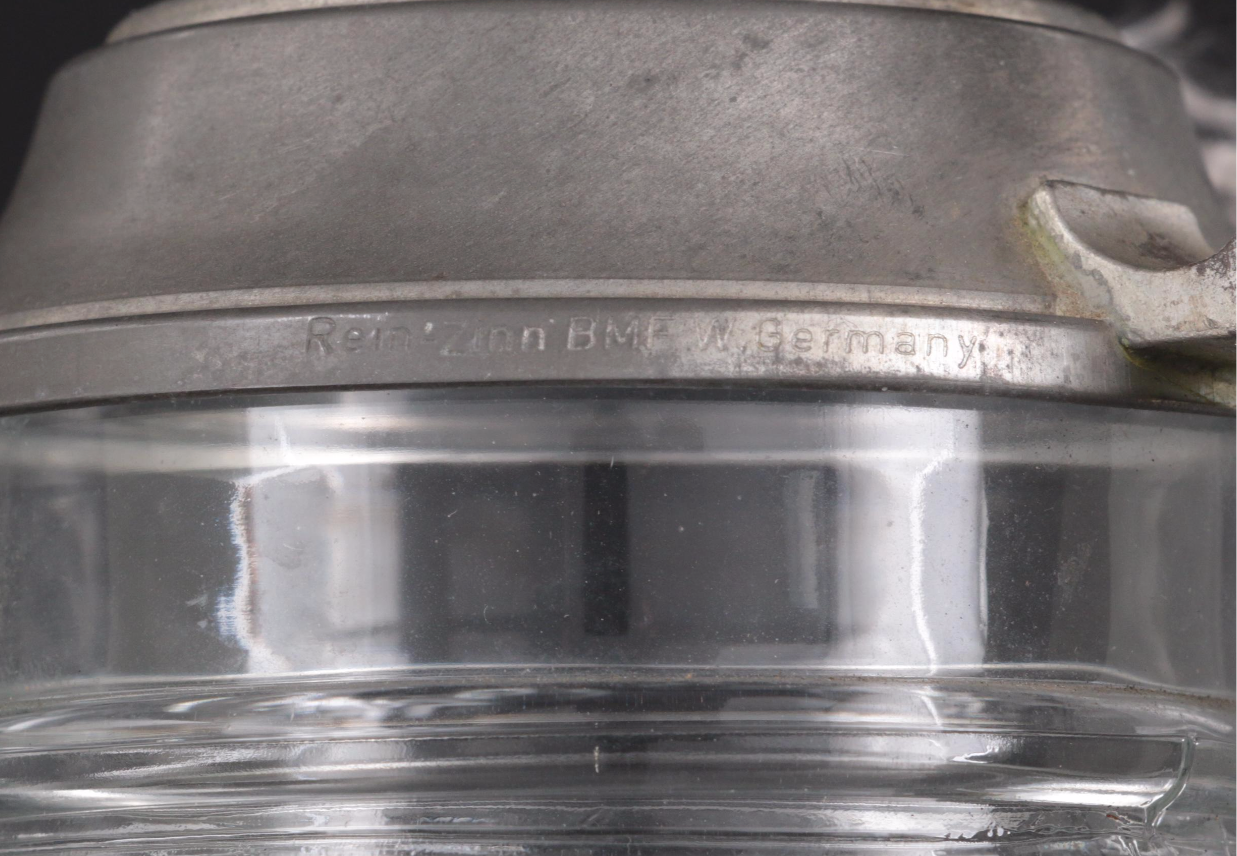 Rein-Zinn Musical Molded Glass Beer Stein with Pewter Lid