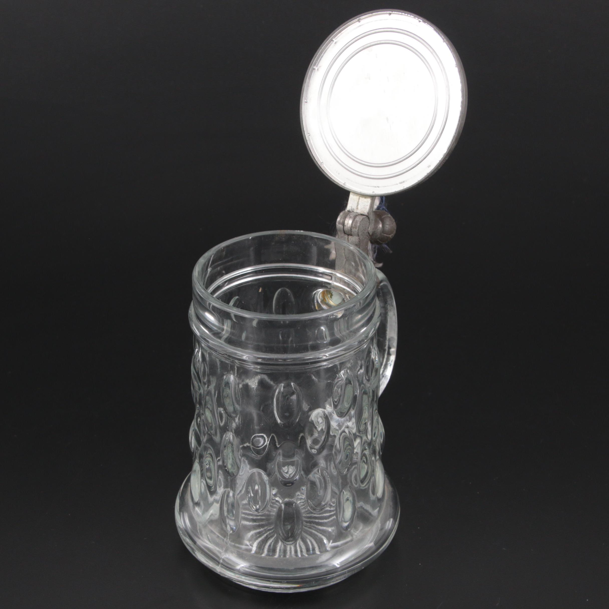 Rein-Zinn Musical Molded Glass Beer Stein with Pewter Lid