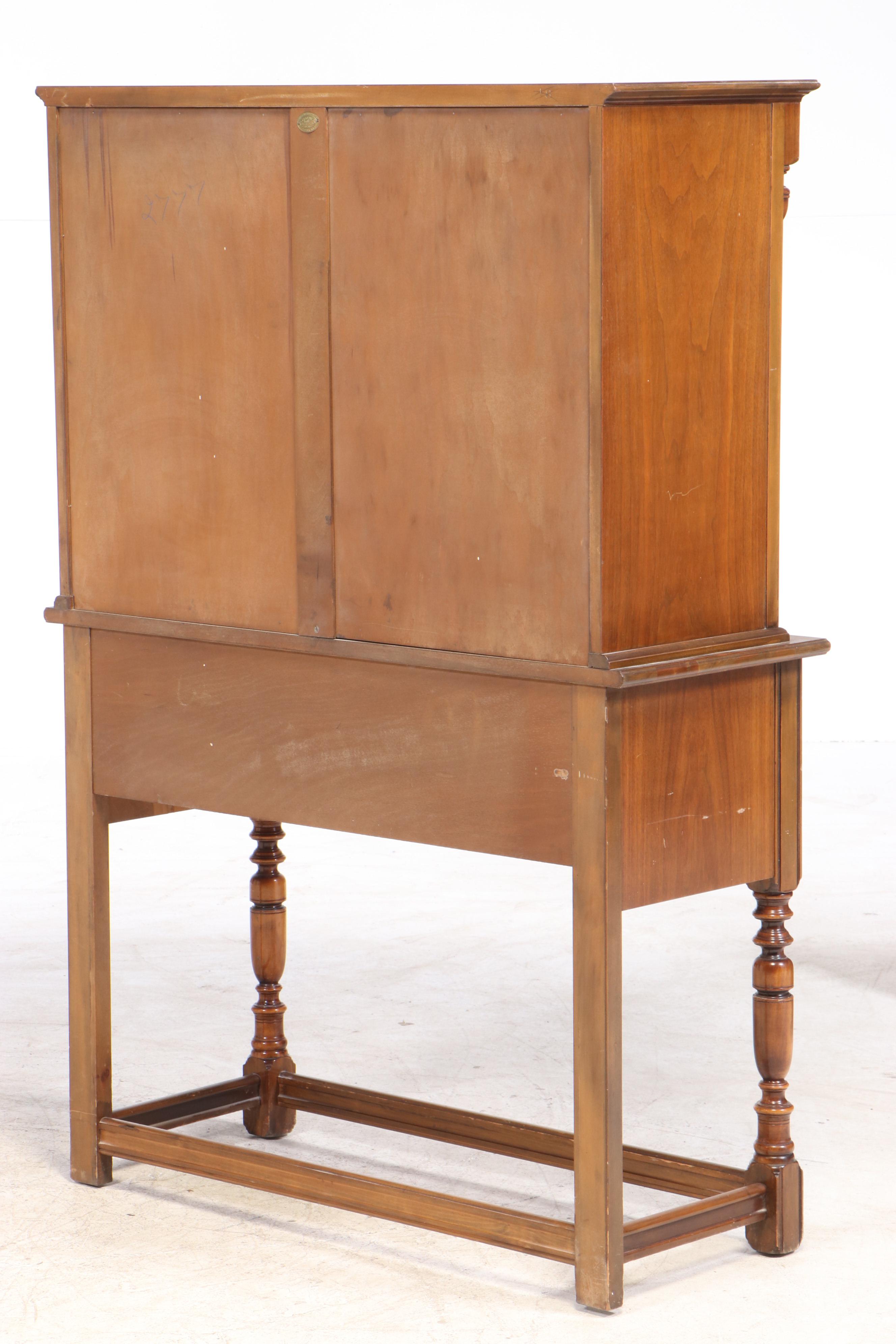 Jacobean Style Walnut China Cabinet, Circa 1920s