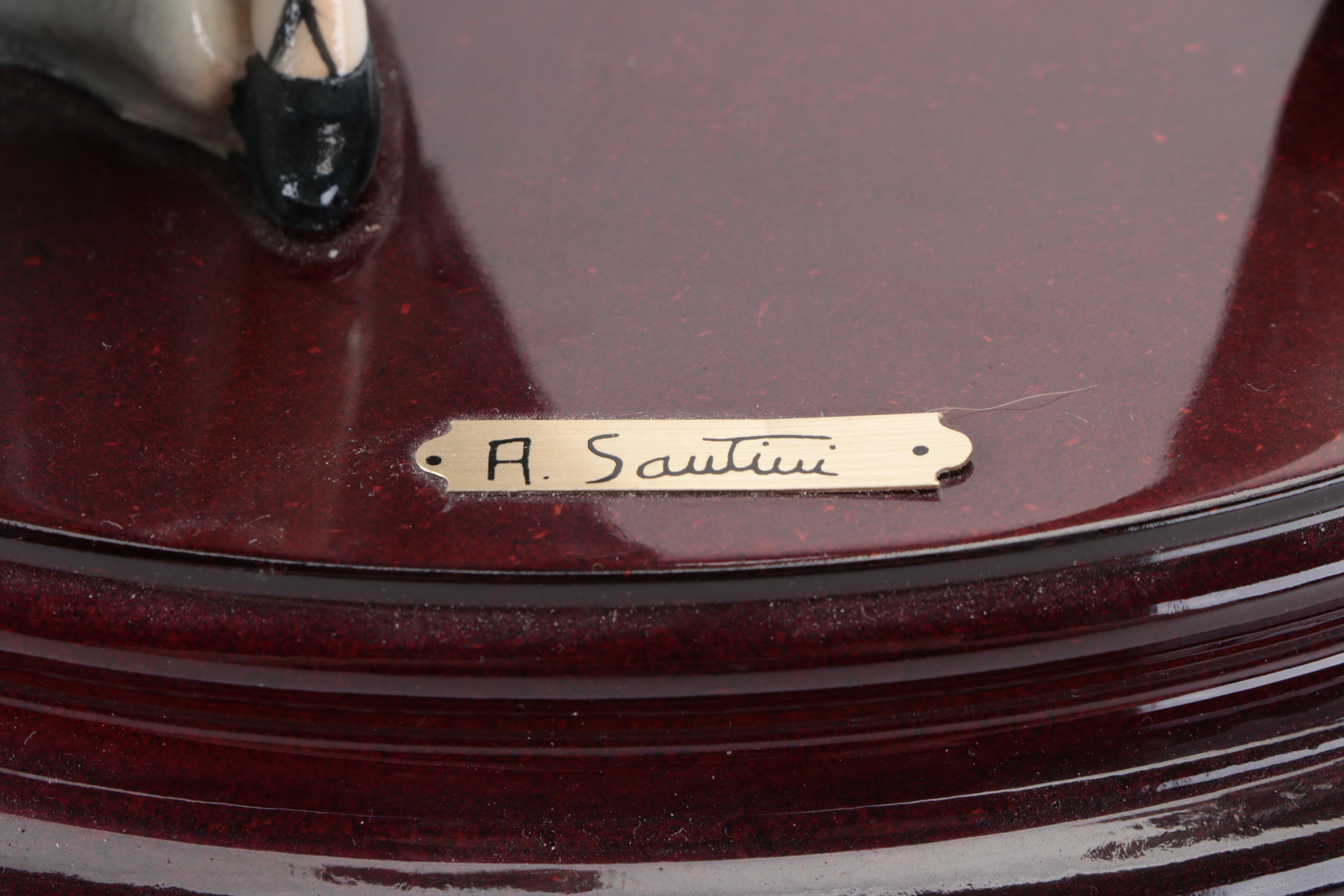 Italian Art Deco Style Painted Resin Figurines by A. Santini