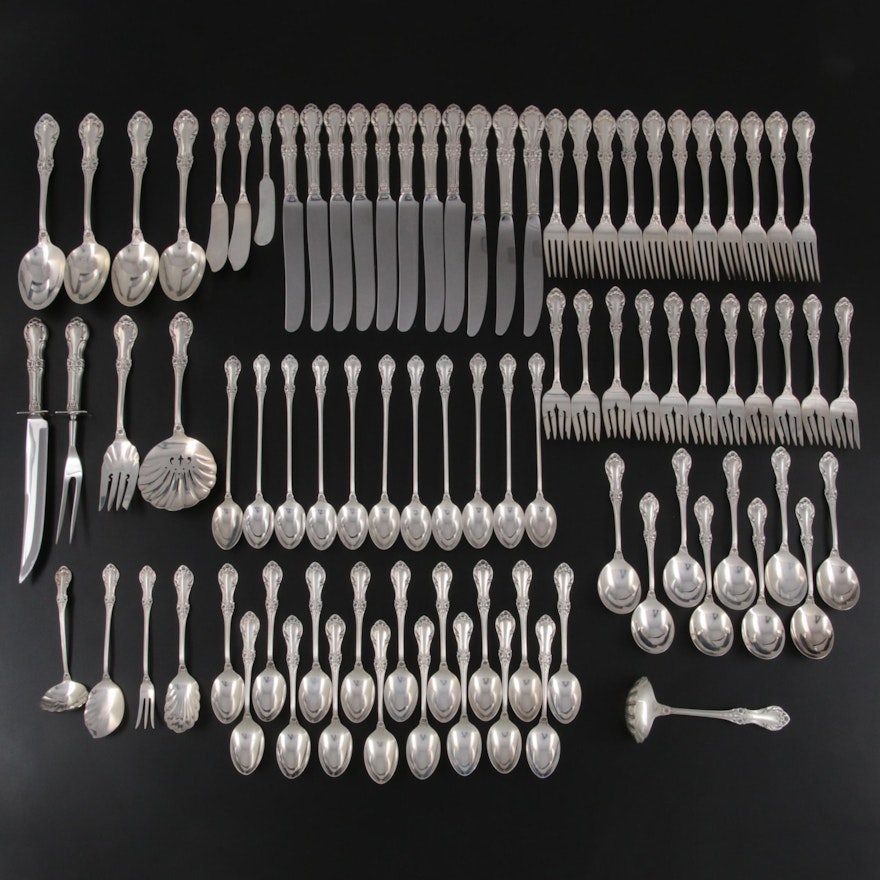 International "Wild Rose" Sterling Silver Flatware, Mid to Late 20th Century