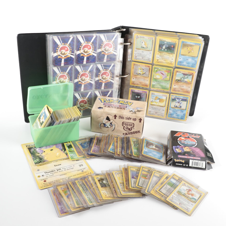 Pokémon Trading Card Collection With Binder and Boxes, 1990s - 2000s