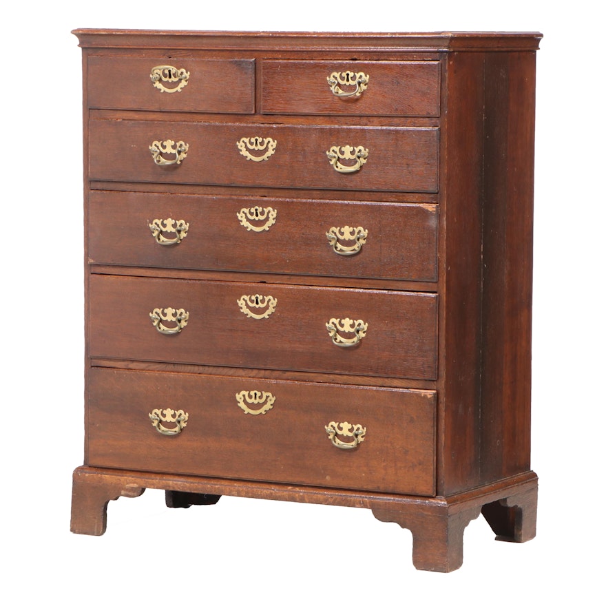 George III Oak Six-Drawer Chest, Late 18th Century