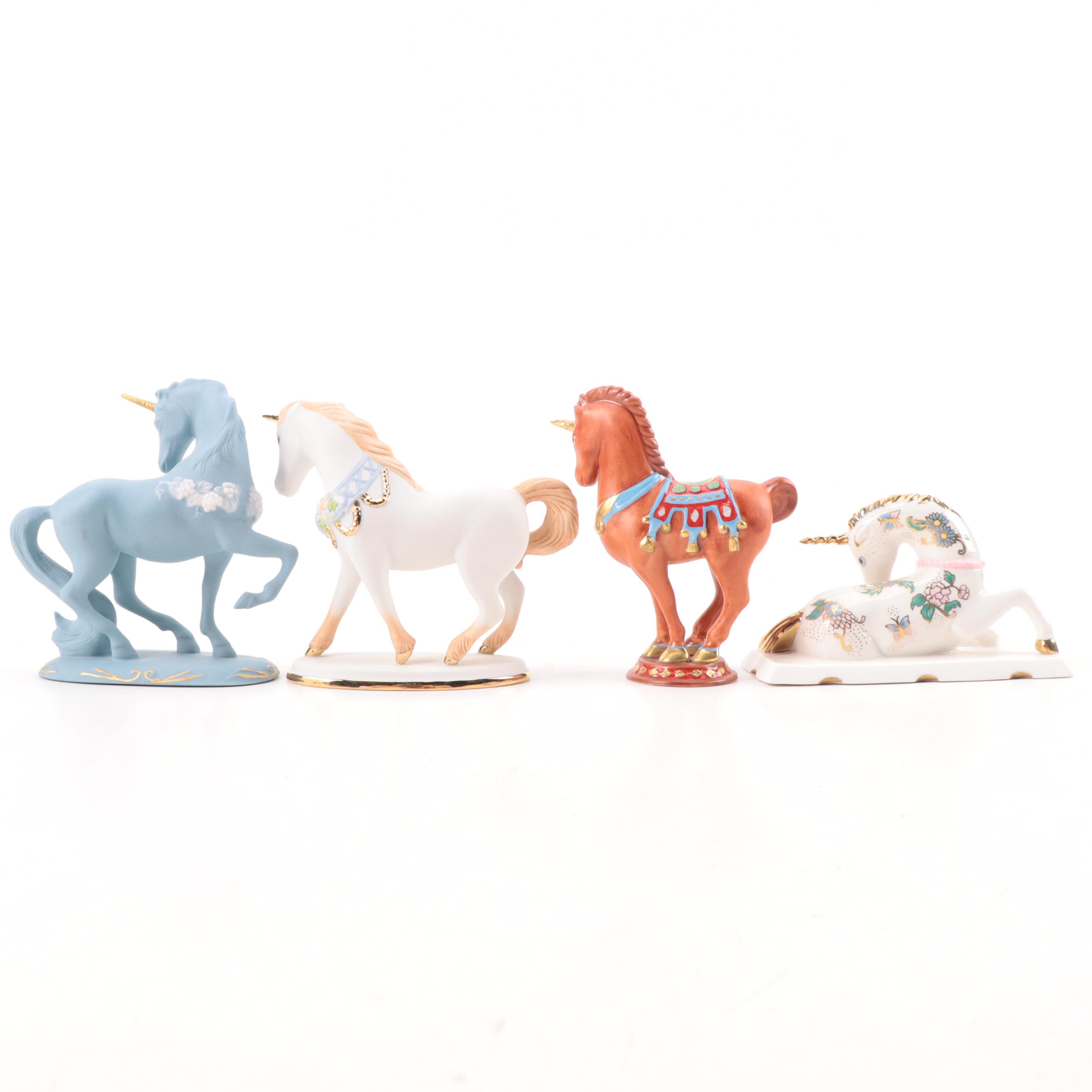 The Franklin Mint Porcelain Unicorn Figurines