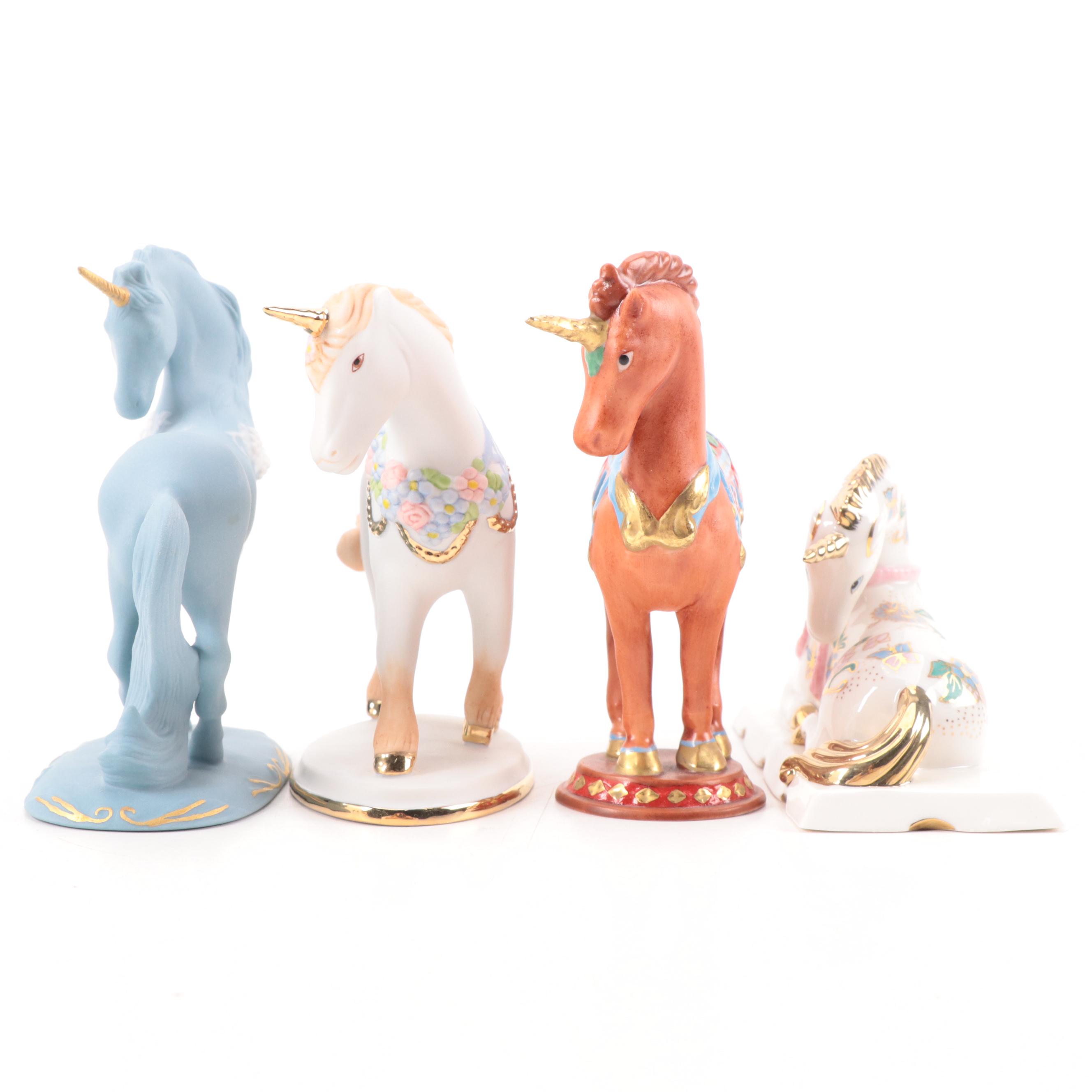 The Franklin Mint Porcelain Unicorn Figurines