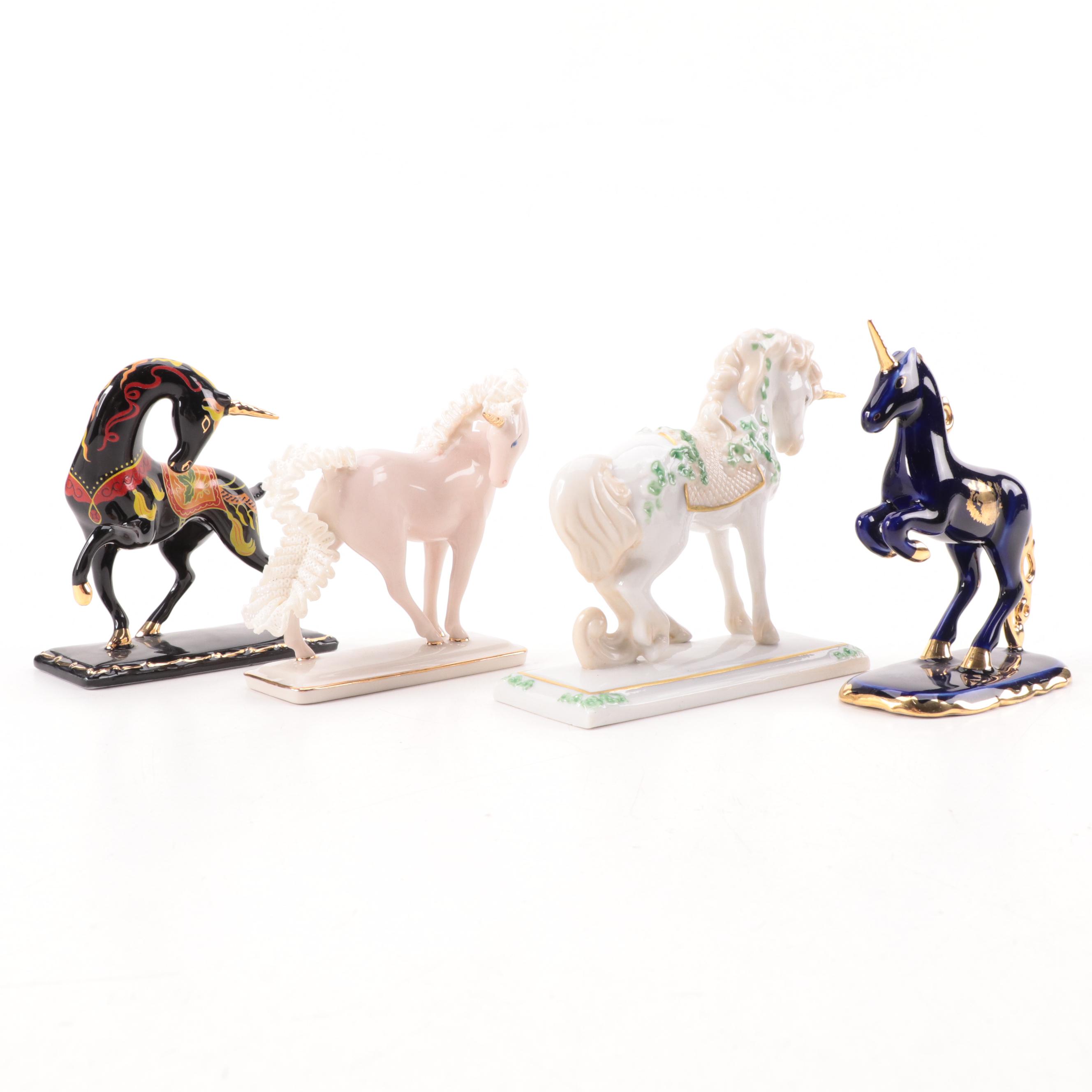 The Franklin Mint Porcelain Unicorn Figurines