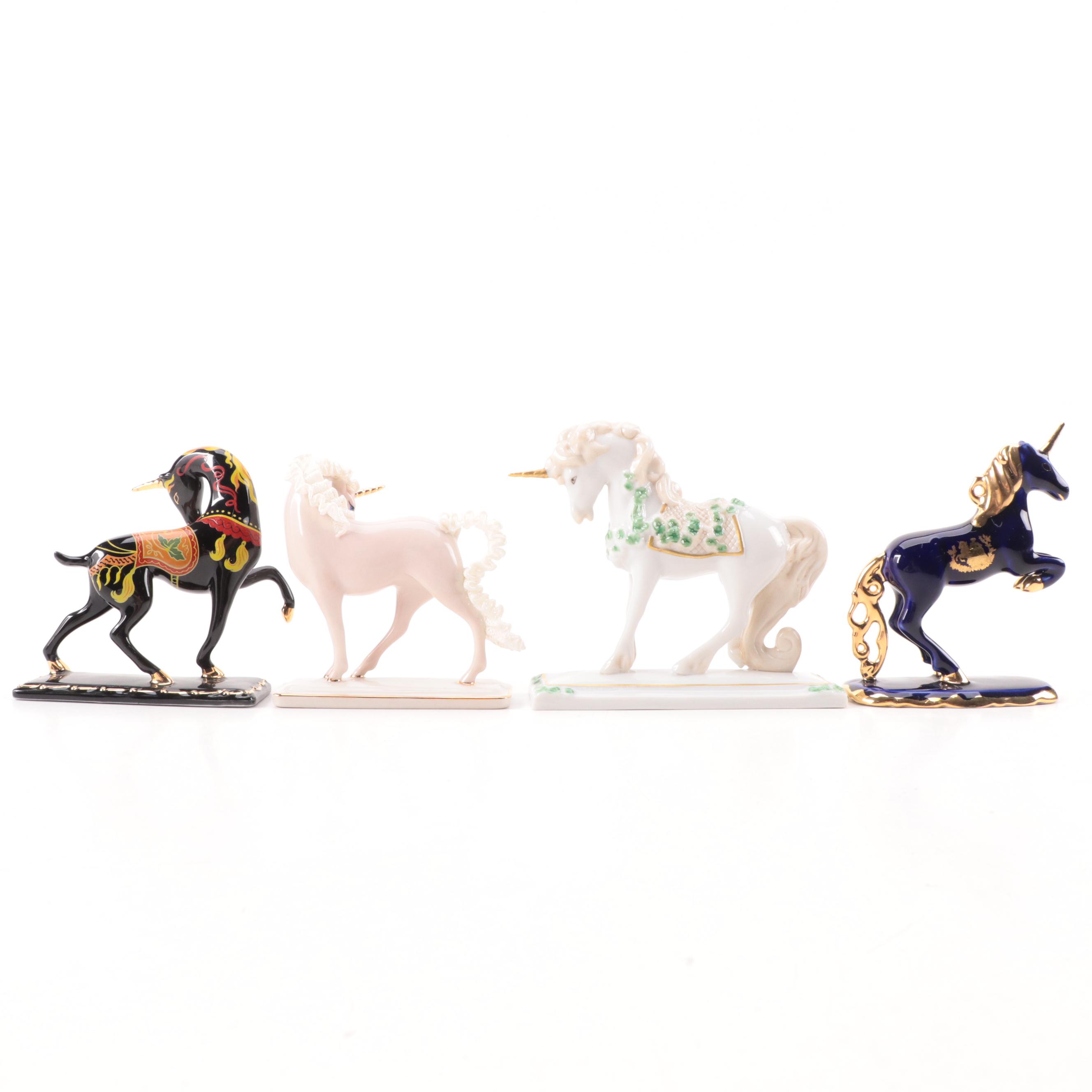 The Franklin Mint Porcelain Unicorn Figurines