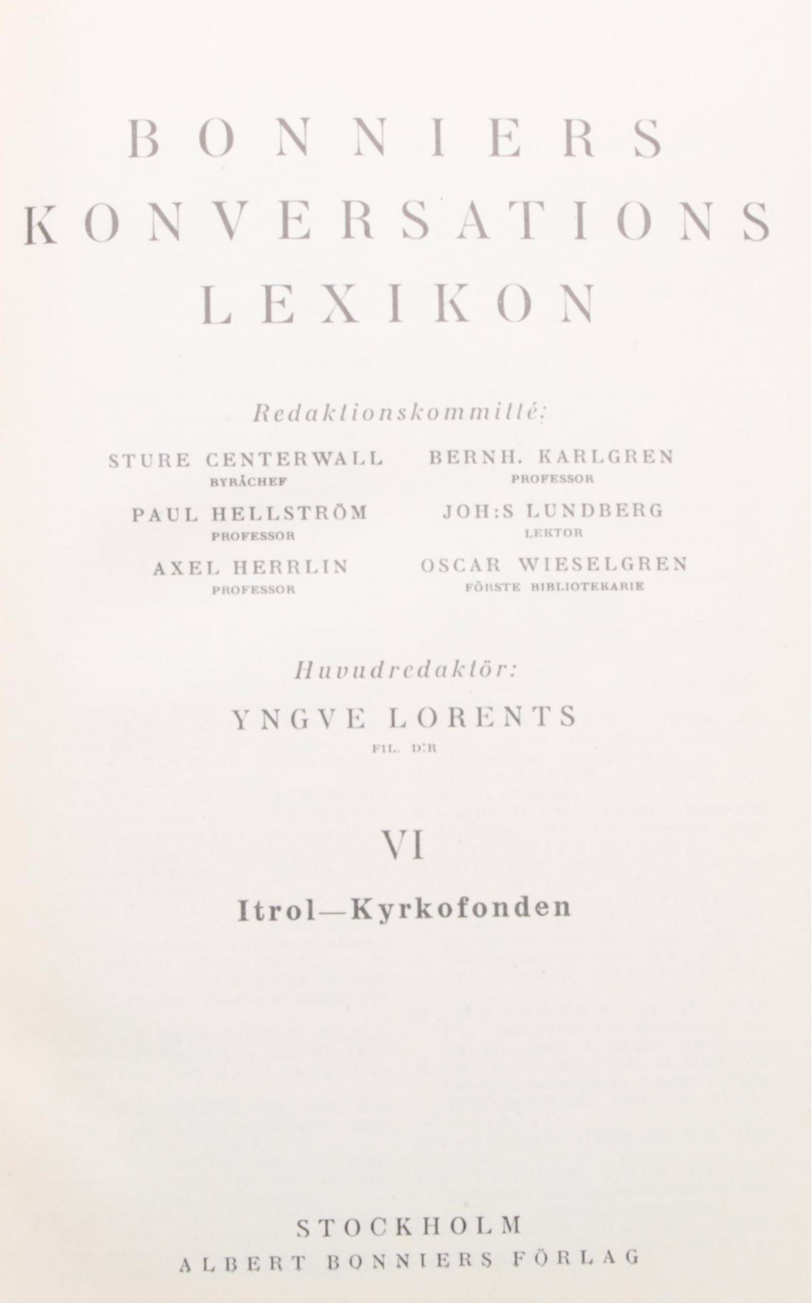 "Bonniers Konversations Lexikon" Partial Series Edited by Yngve Lorents, 1920s