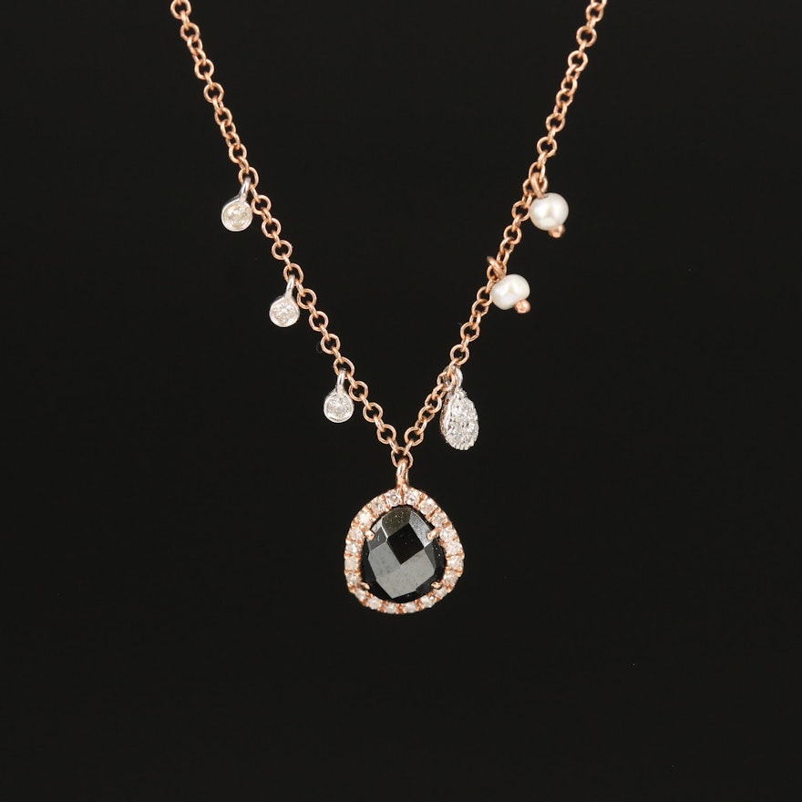 Meira T 14K Diamond, Pearl and Imitation Hematite Necklace