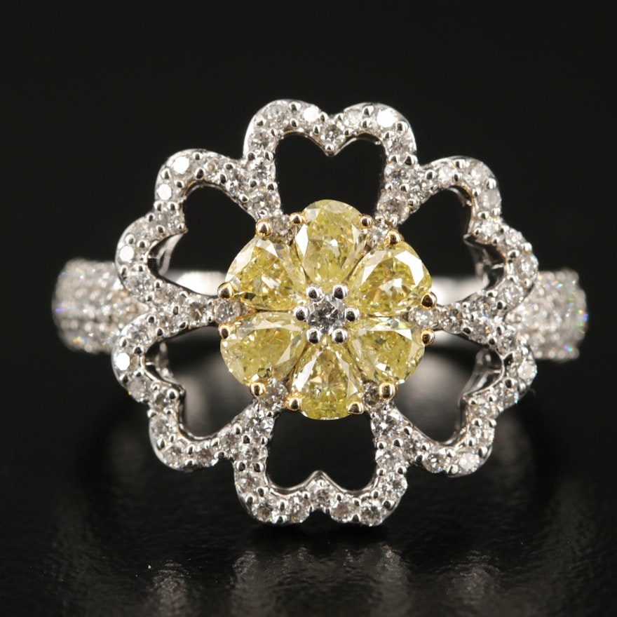 14K Gold 1.54 CTW Diamond Flower Ring