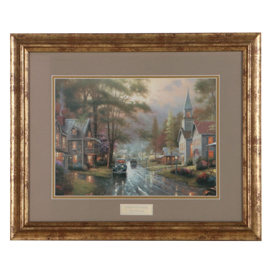 Offset Lithograph After Thomas Kinkade "Hometown Evening"