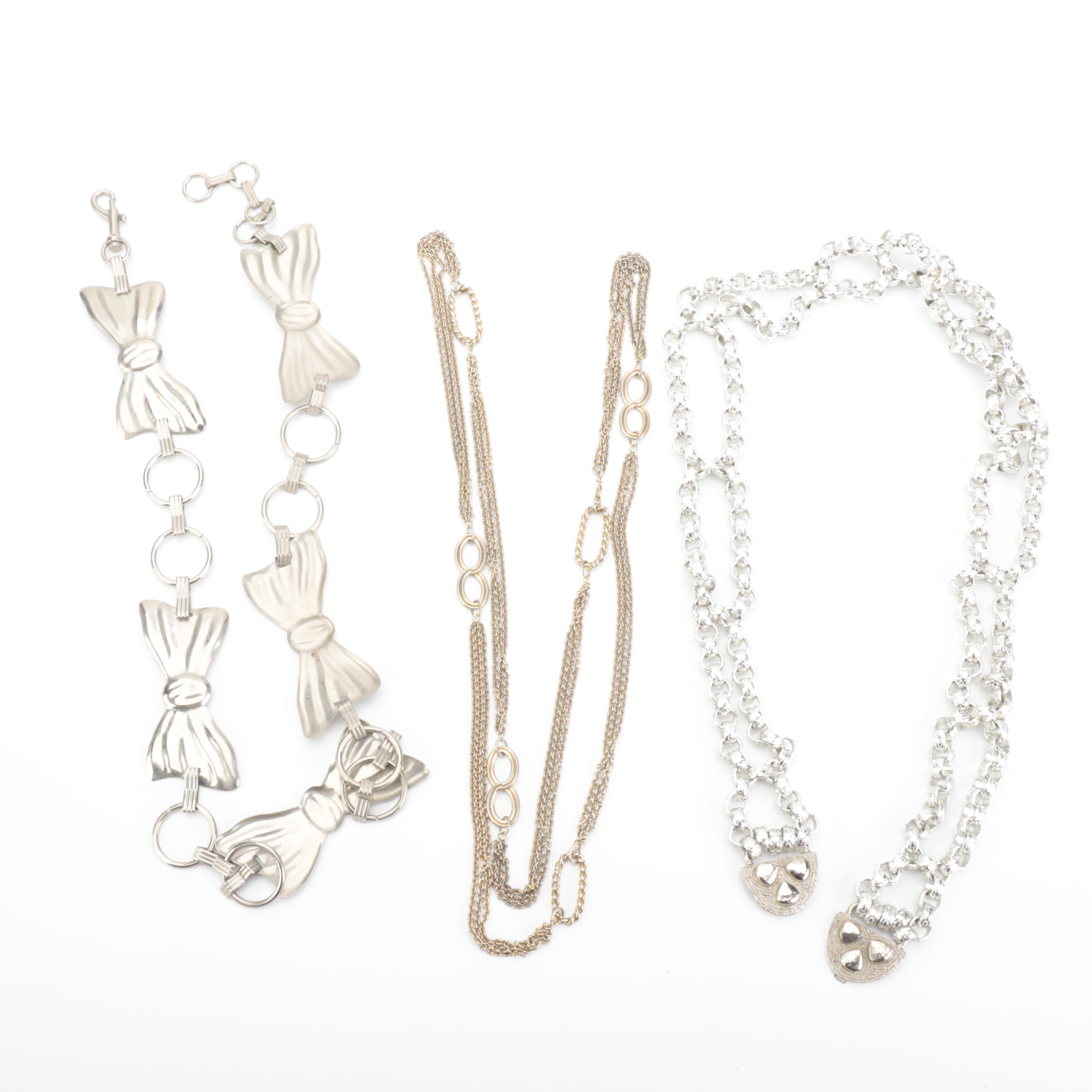 Prada Leather-Chain, Deborah Lindquist Metal Mesh, and Other Embellished Belts