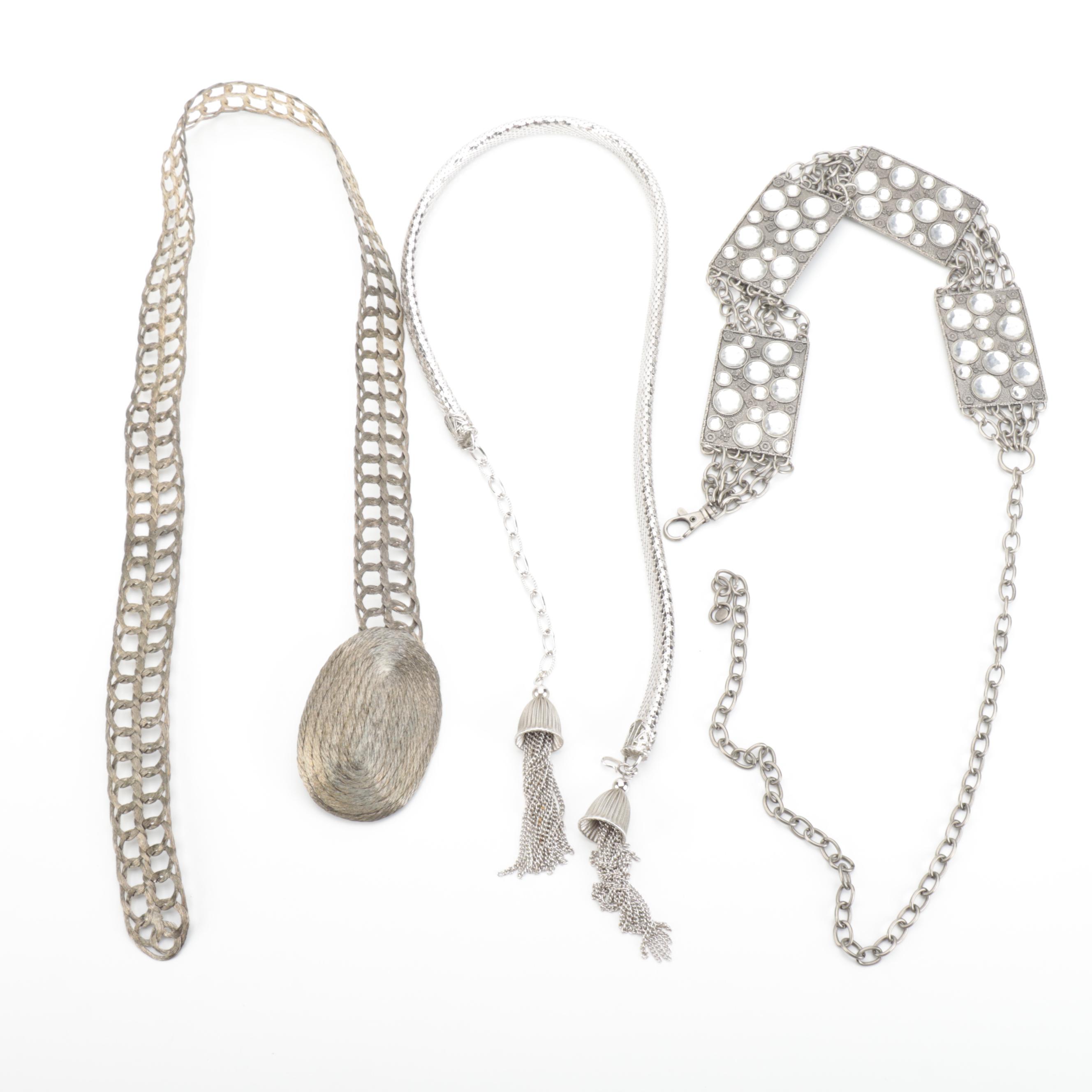 Prada Leather-Chain, Deborah Lindquist Metal Mesh, and Other Embellished Belts