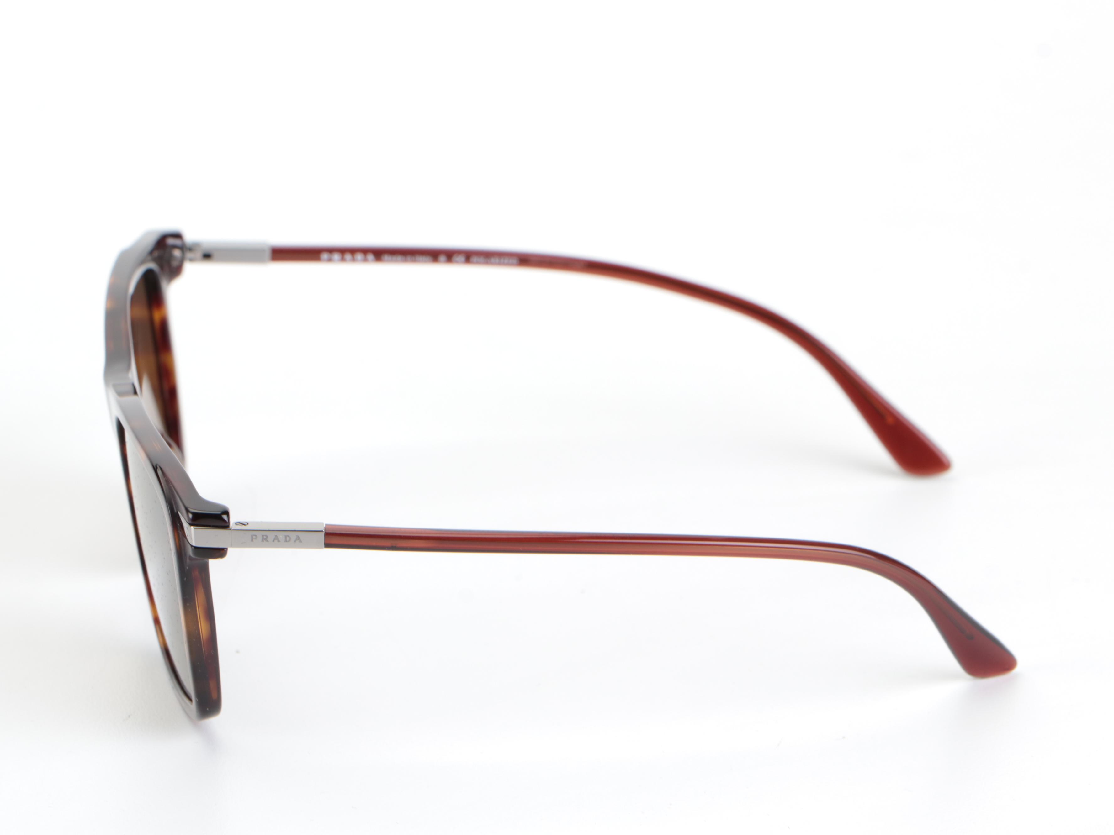 Prada SPR 19X Polarized Square Sunglasses in Tortoise Acetate with Box and Case