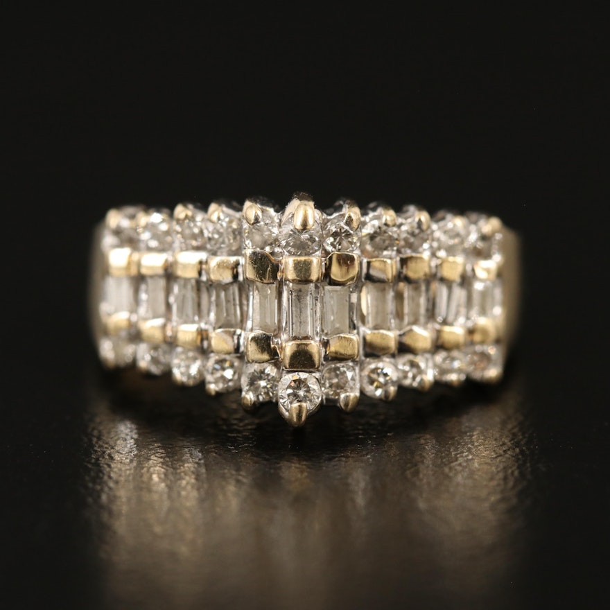 14K 0.50 CTW Diamond Multi-Row Ring