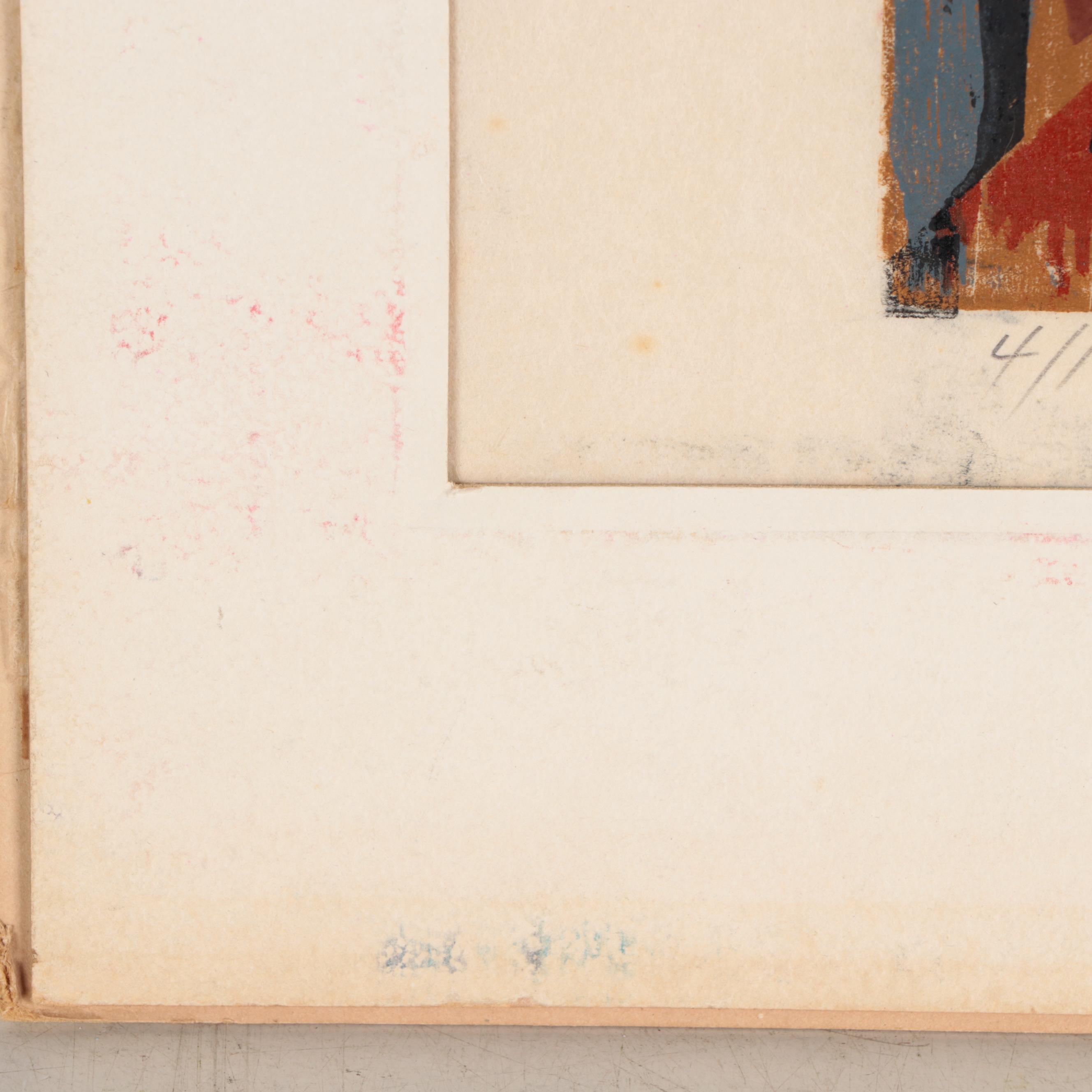 Irving Trabich Woodcut of Abstract Figures, 1953