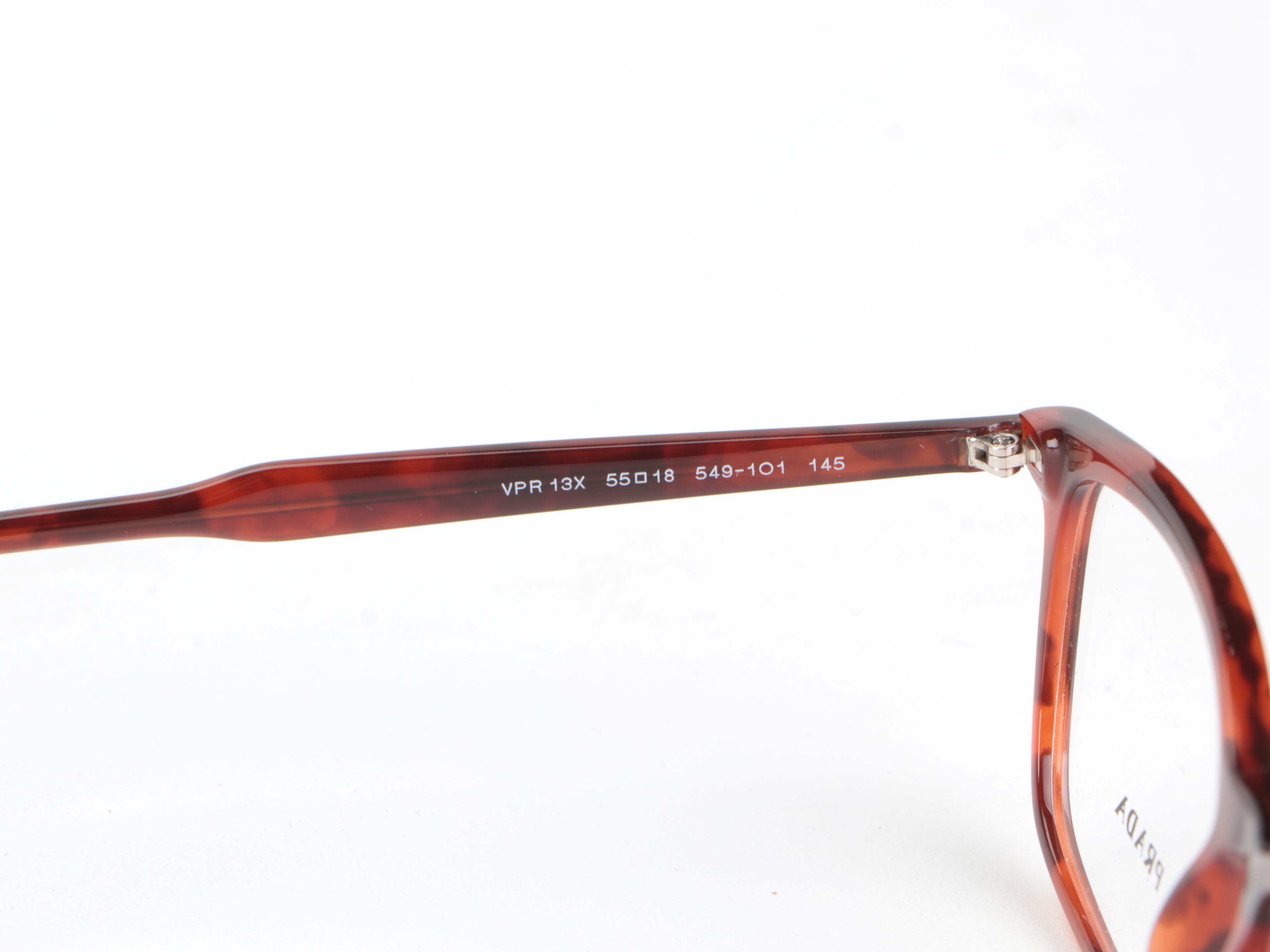 Prada Eyeglasses VPR13X Dark Orange Havana Frame Square Lenses with Box and Case