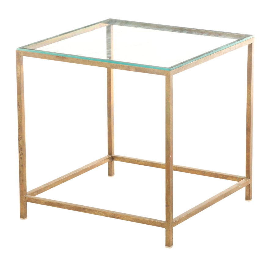 Brass Framed End Table