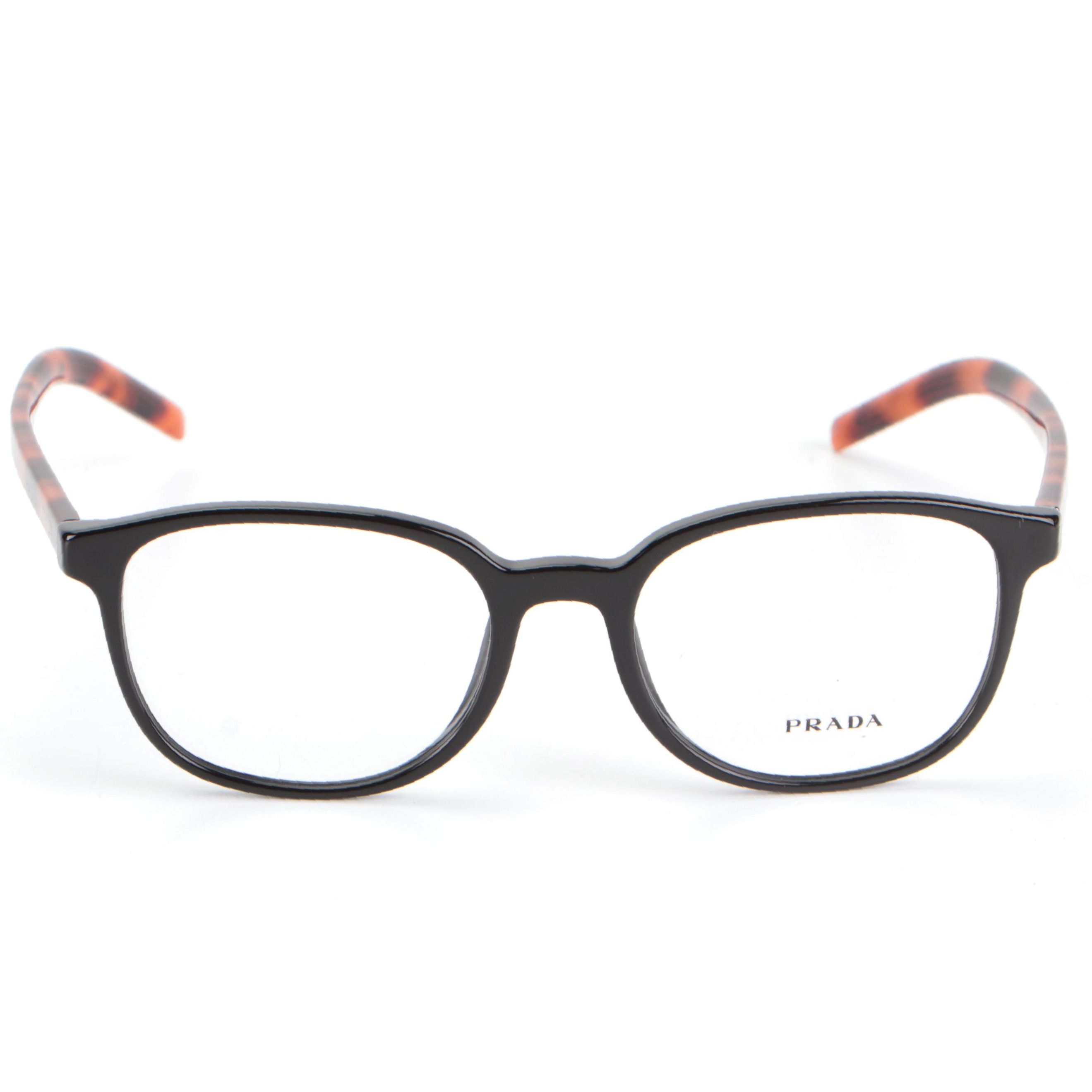 Prada VPR 07X Browline Eyeglasses in Black/Tortoise with Box and Case