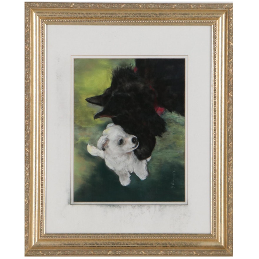 Jean Russell Pastel Drawing of Dogs