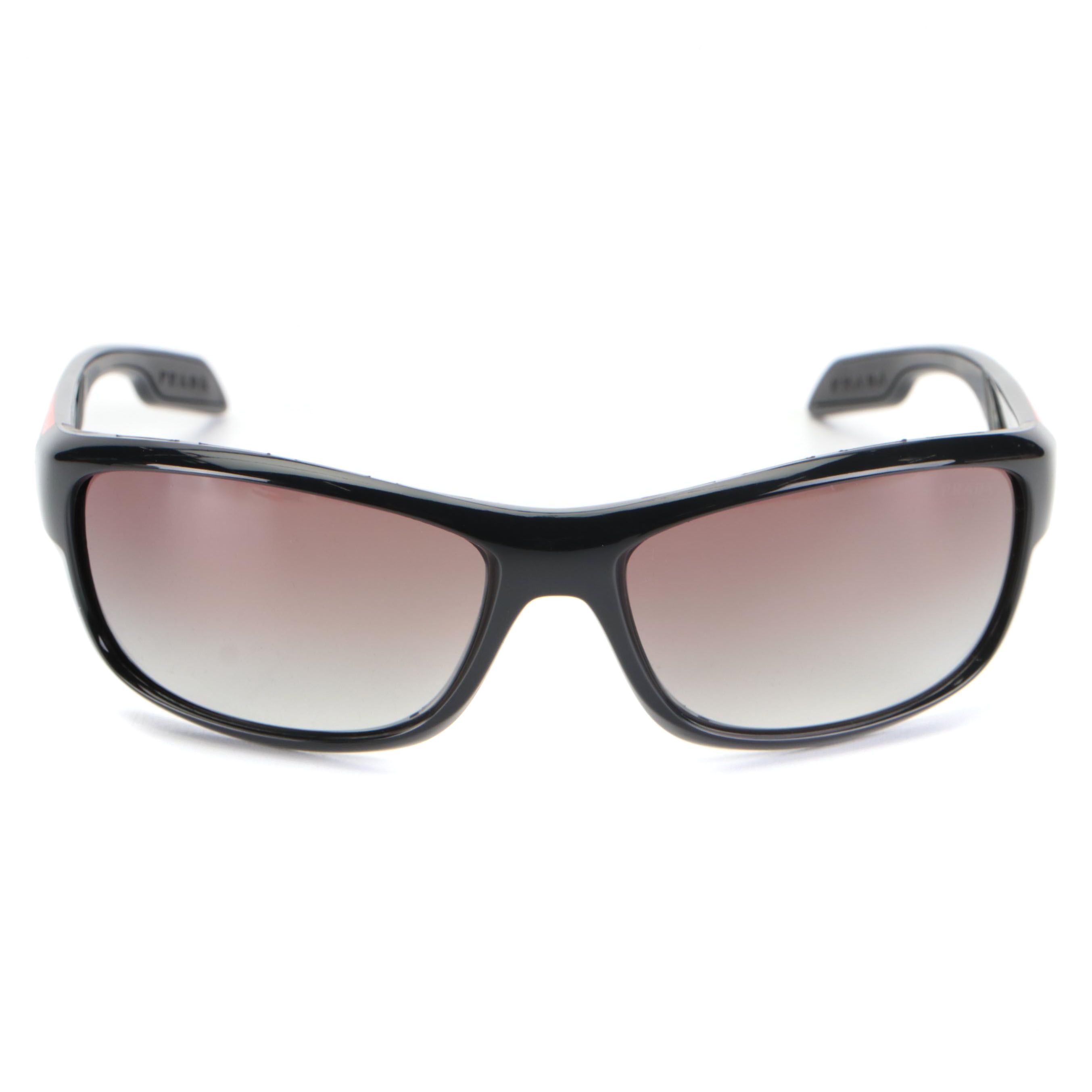 Prada Linea Rossa PS 13US Sunglasses in Shiny Black Frame with Box and Slip Case