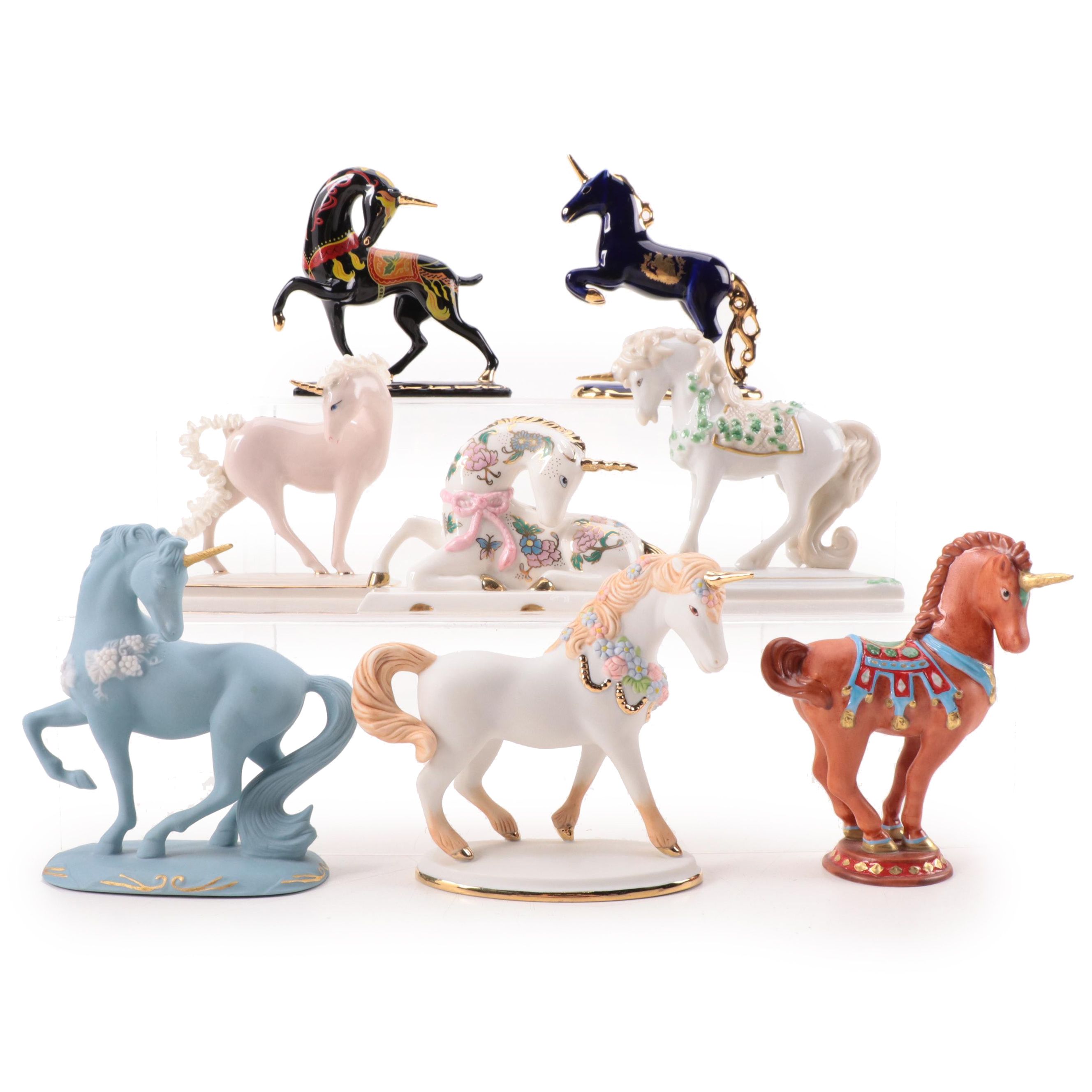 The Franklin Mint Porcelain Unicorn Figurines