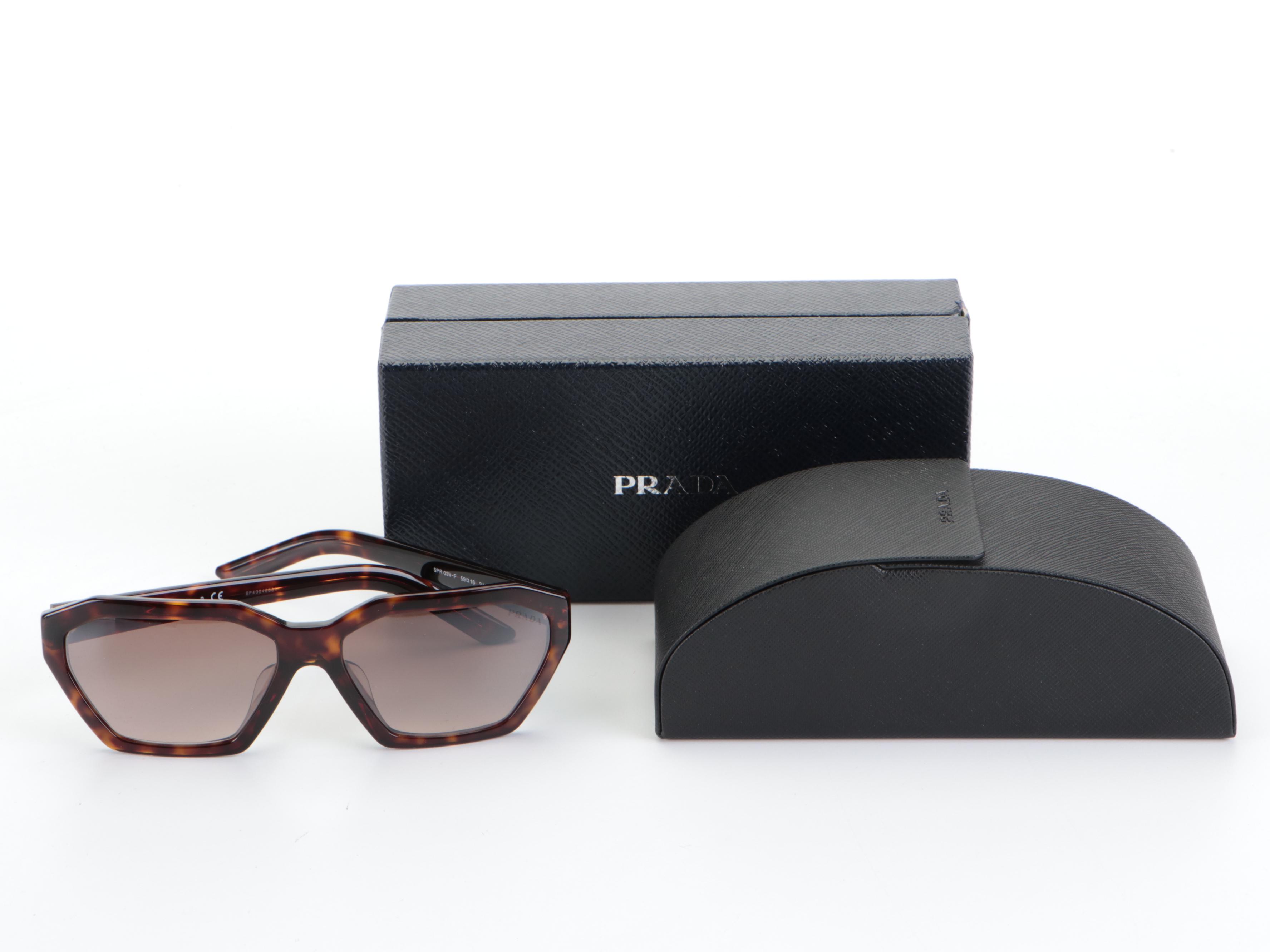 Prada SPR03V-F Sunglasses in Tortoise Acetate with Case and Box