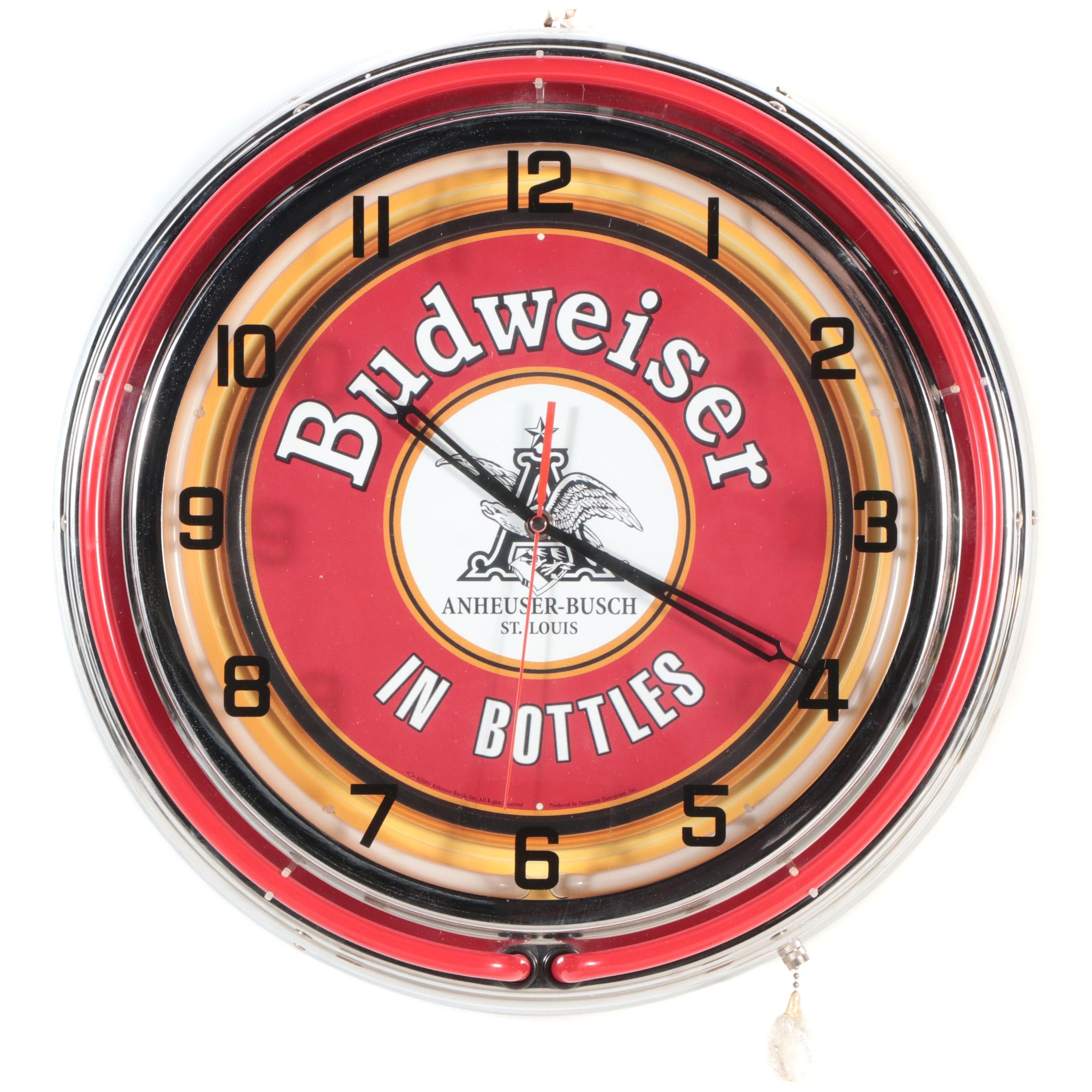 Budweiser Neon Wall Clock Clock EBTH