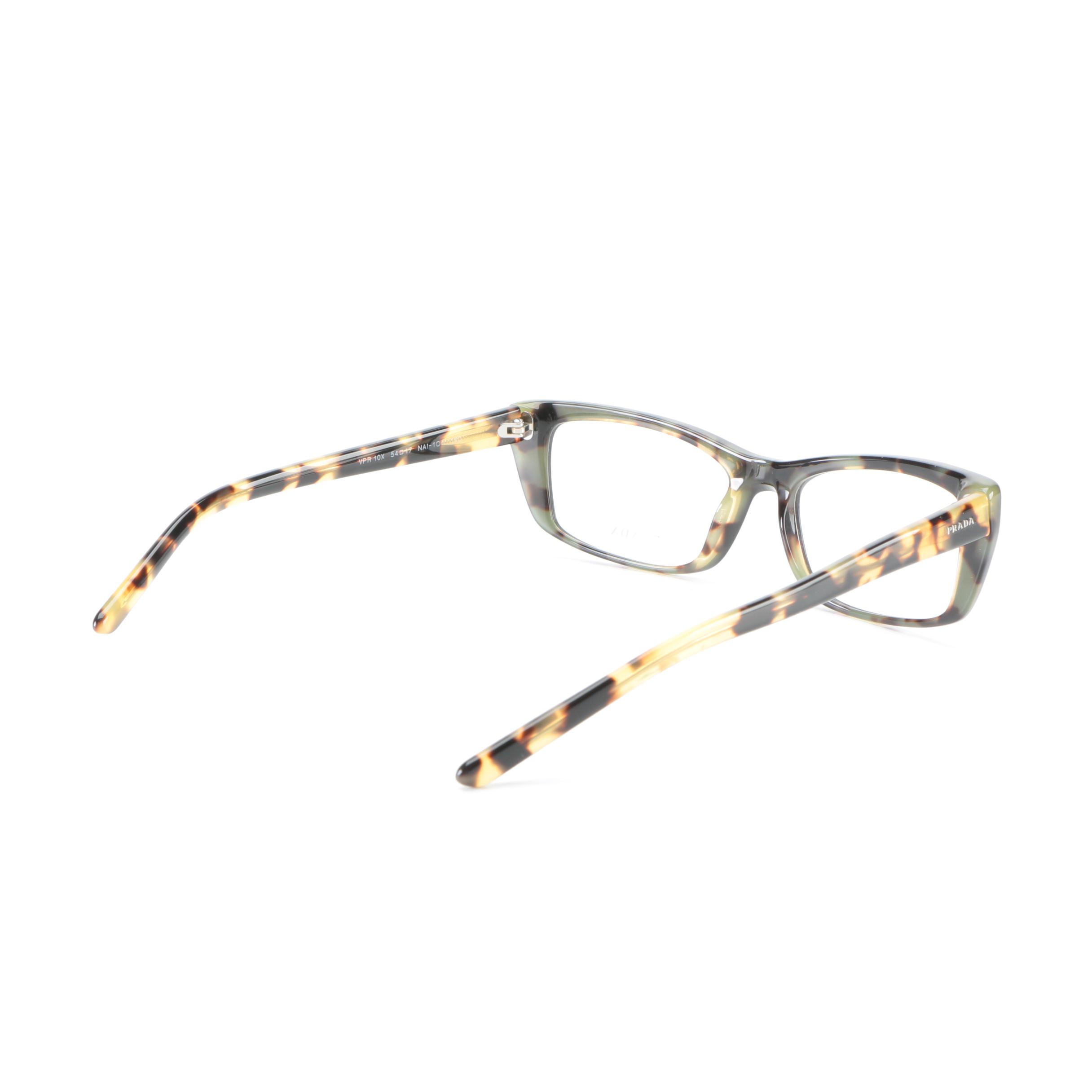Prada VPR 10X Rectangular Eyeglasses in Black/Tortoise with Case and Box
