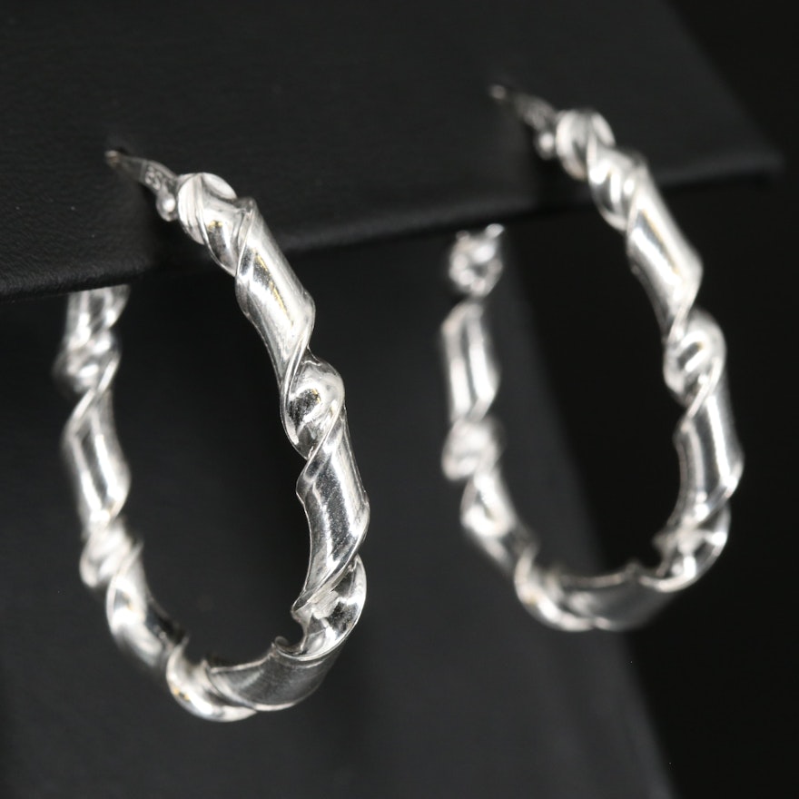 Sterling Twisted Hoop Earrings