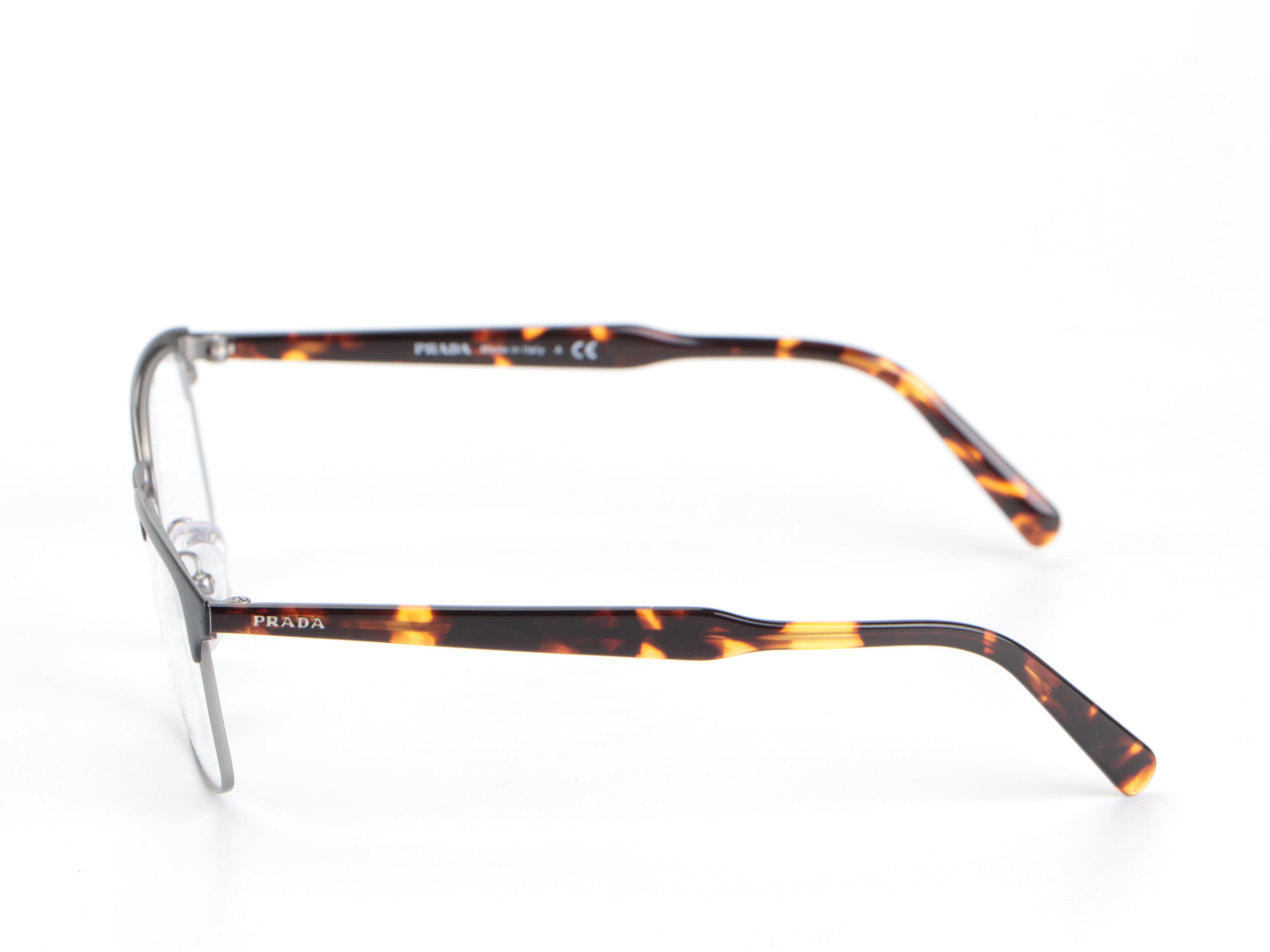 Prada VPR 54W Rectangular Eyeglasses in Tortoise with Case and Box