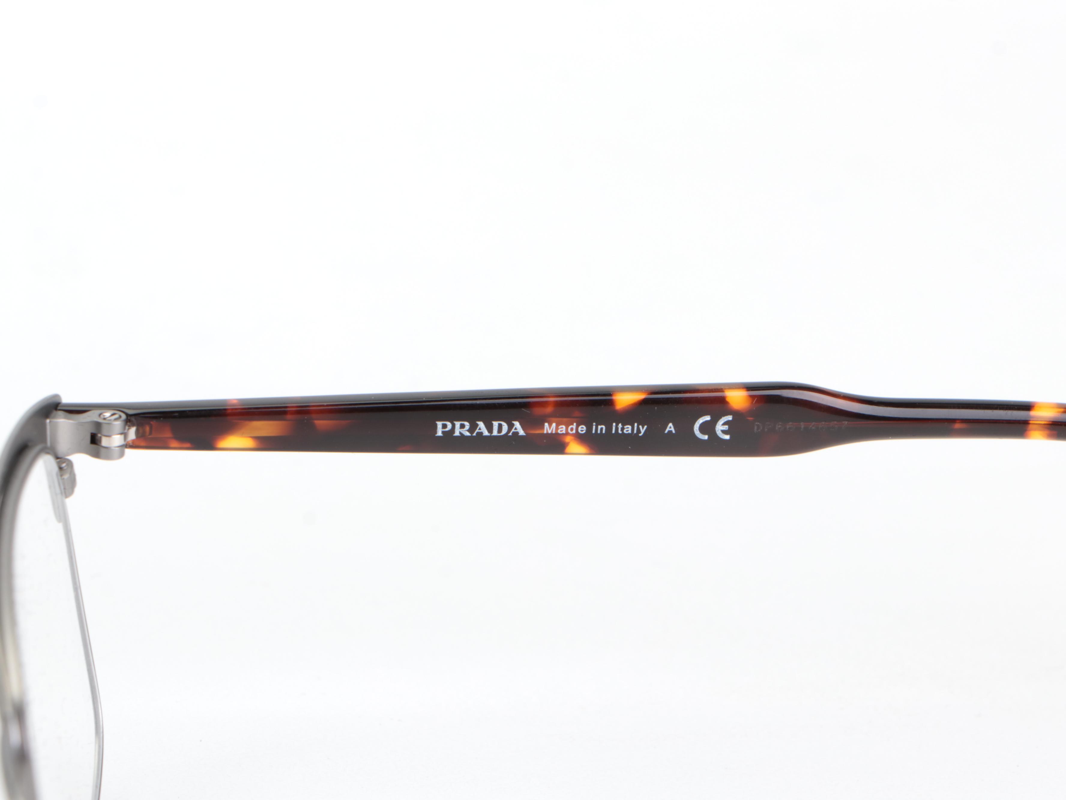Prada VPR 54W Rectangular Eyeglasses in Tortoise with Case and Box