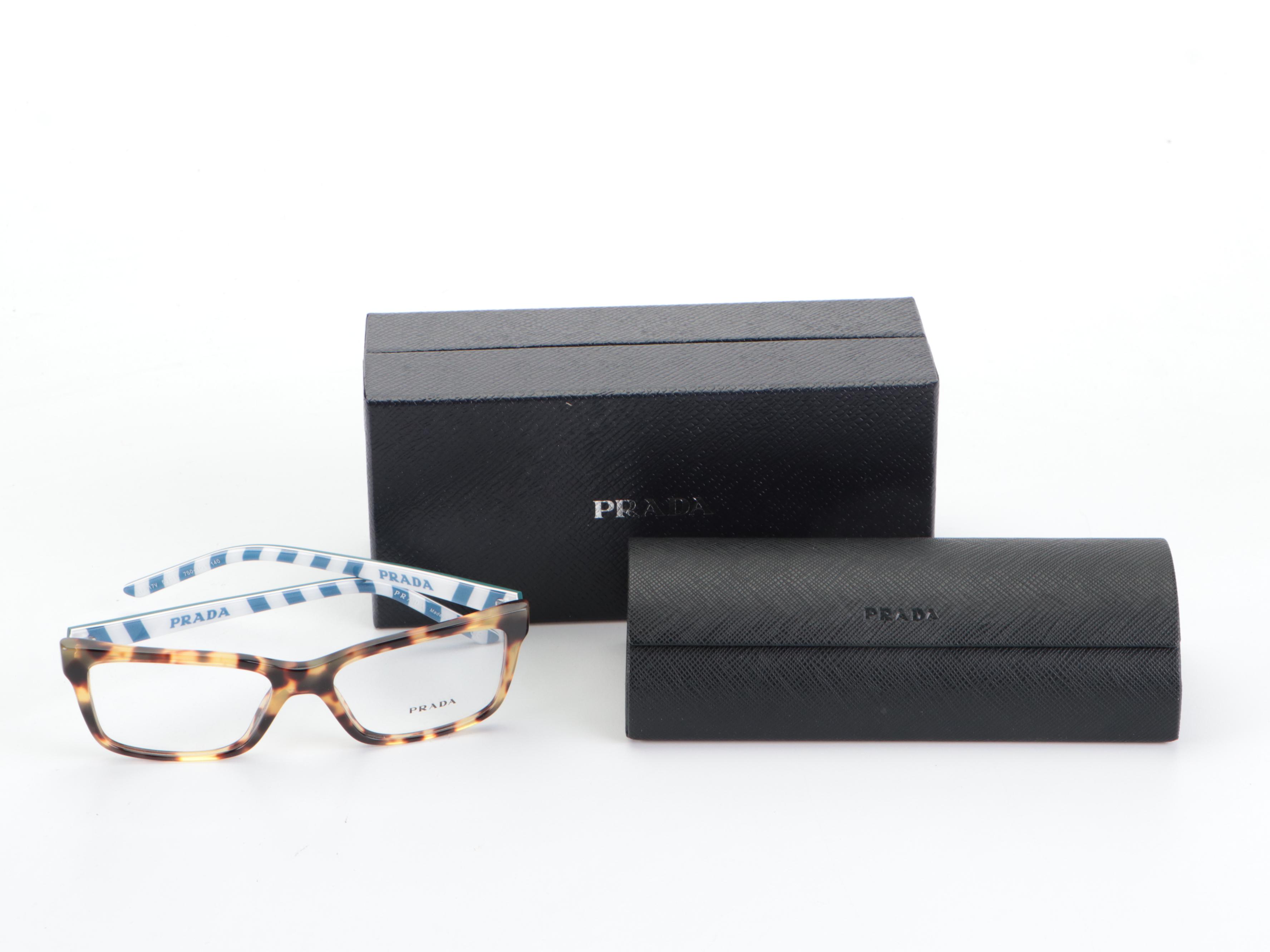 Prada VPR 17V Rectangular Eyeglasses with Case and Box