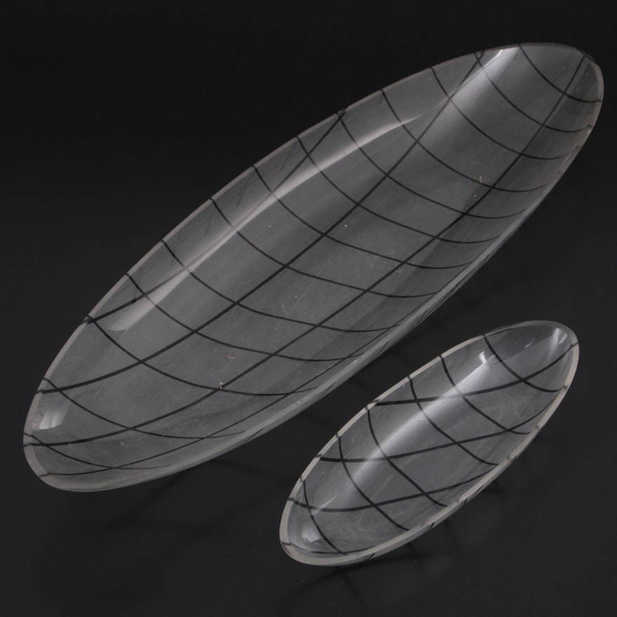 Modernist Style Oval-Shaped Acrylic Serving Trays, Late 20th Century