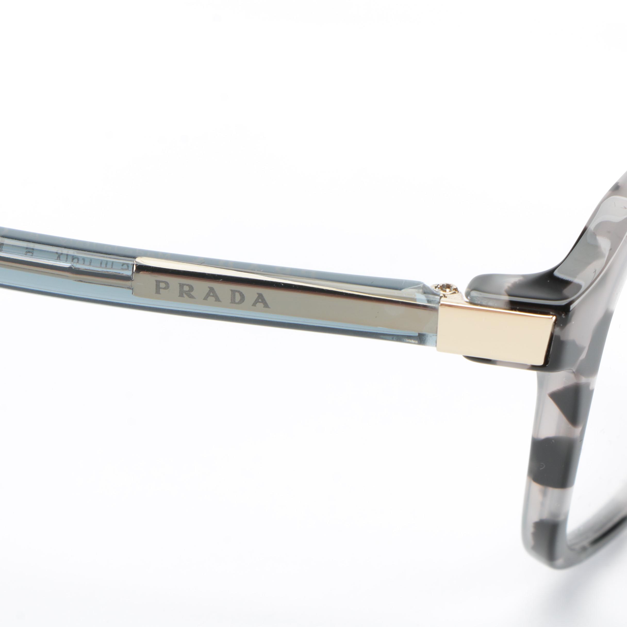 Prada VPR 03X Eyeglasses in Grey Havana with Case and Box