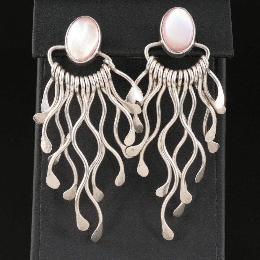 Sterling Mother of Pearl Drop Earrings