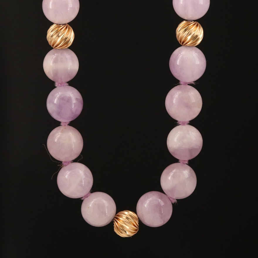 Amethyst and 14K Beaded Necklace