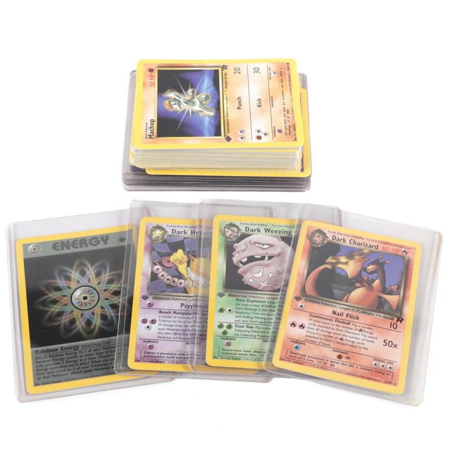 First Edition Team Rocket Pokémon Tading Cards Including Dark Charizard, 2000s