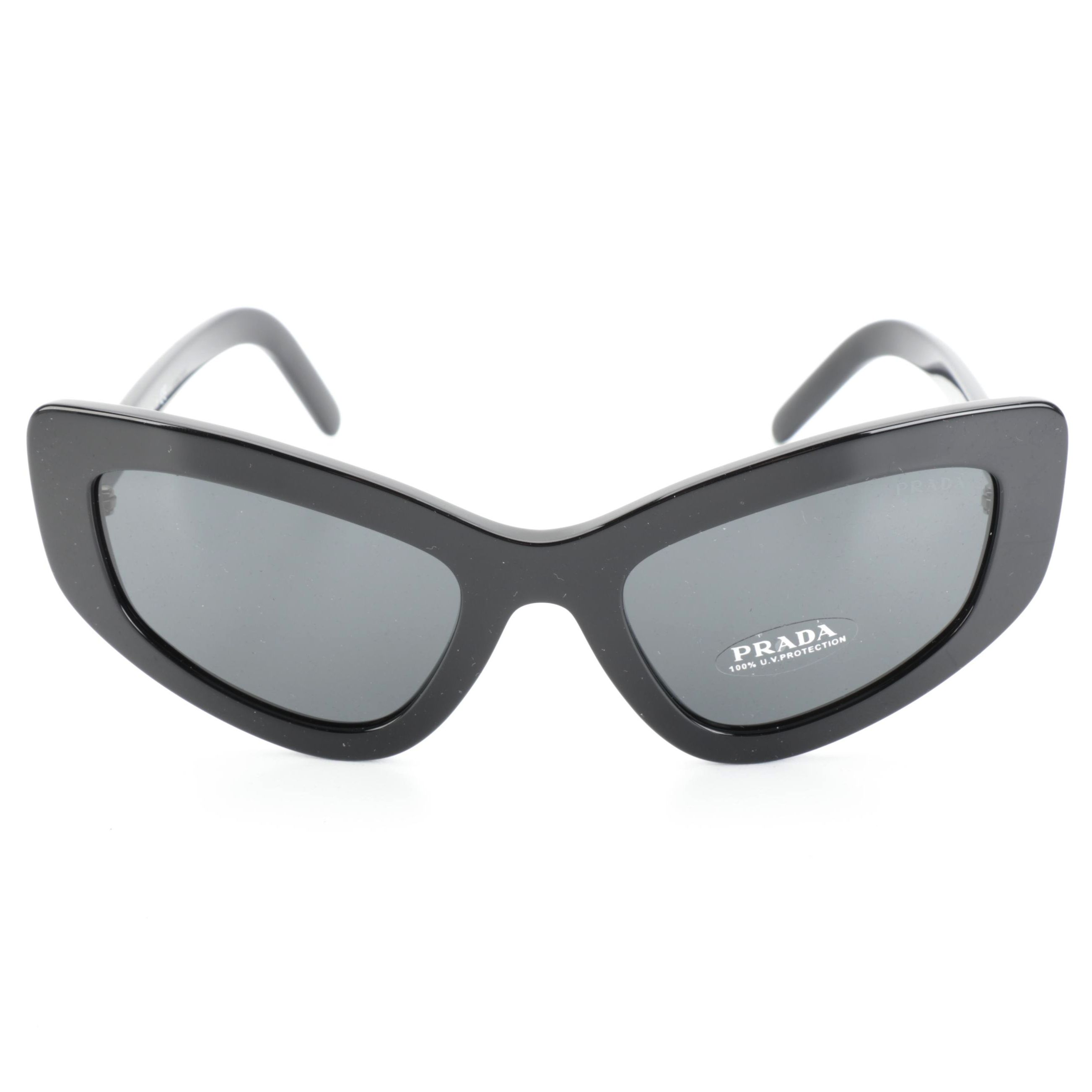 Prada SPR 11V Modified Cat Eye Sunglasses in Black with Case